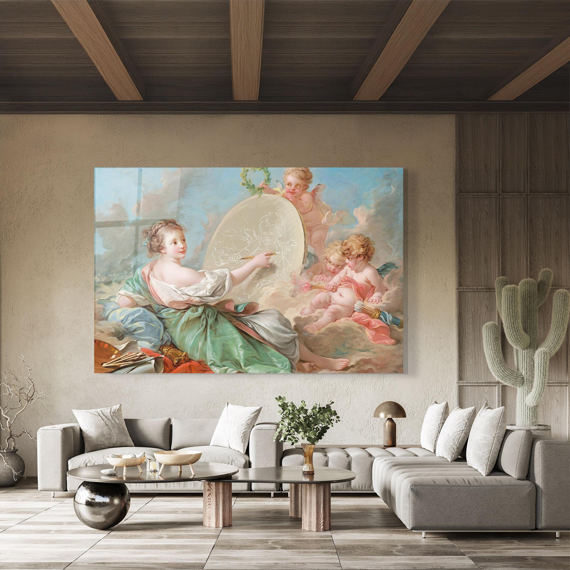 Glasbild Painting Cute Angels mockup 8