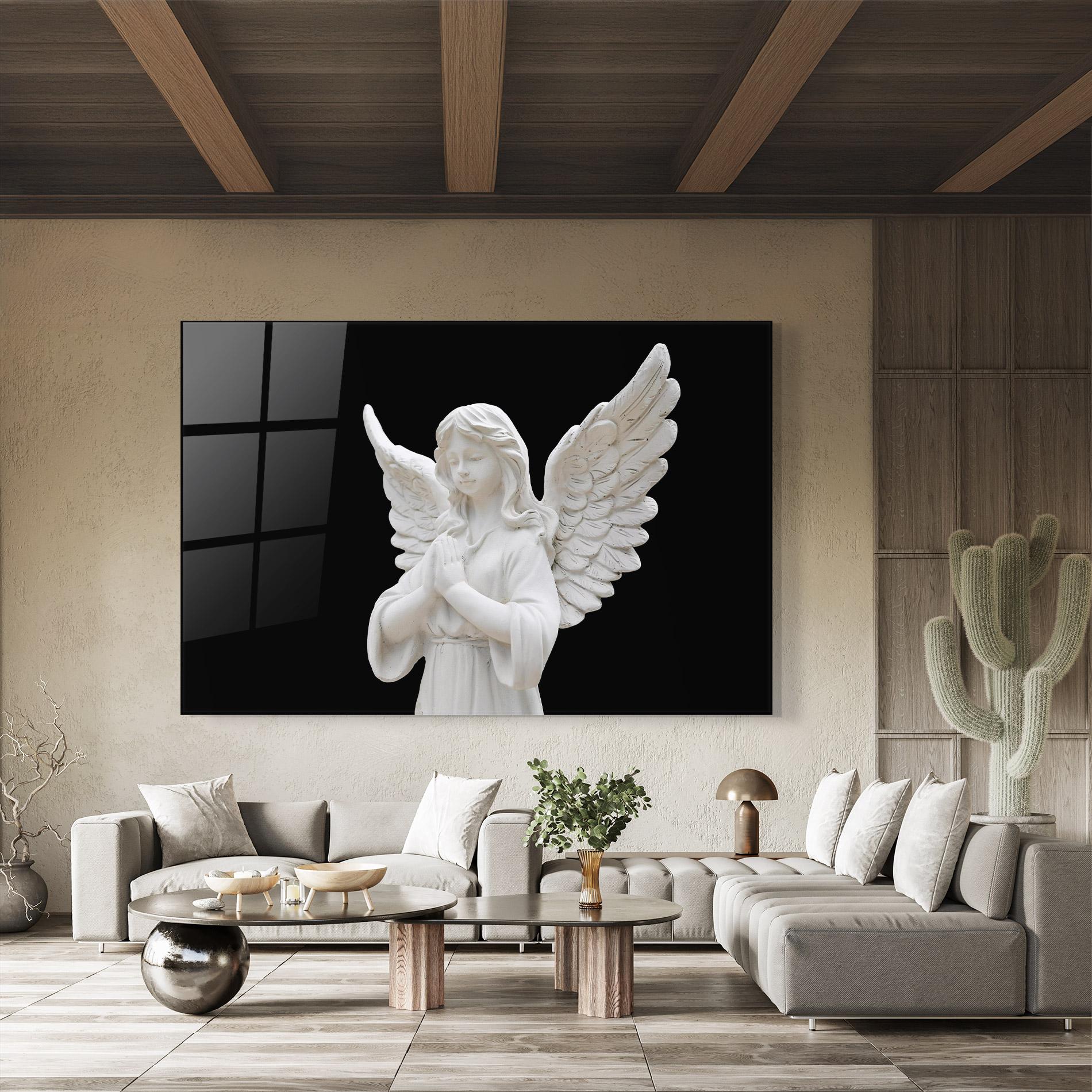 Glasbild Pretty Angel Statues mockup 8