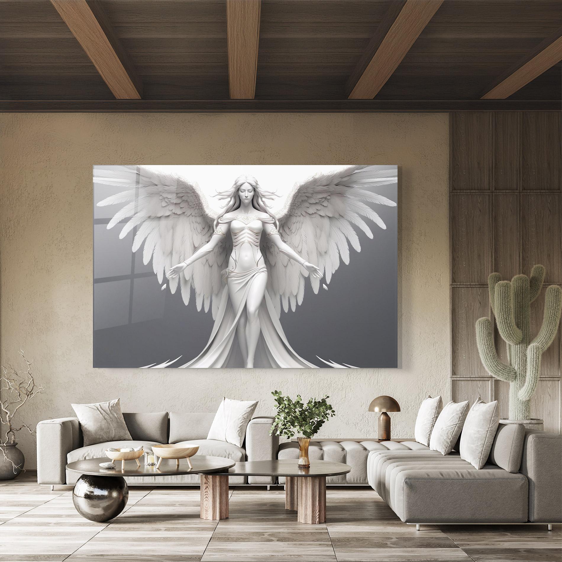 Glasbild White Stone Woman mockup 8