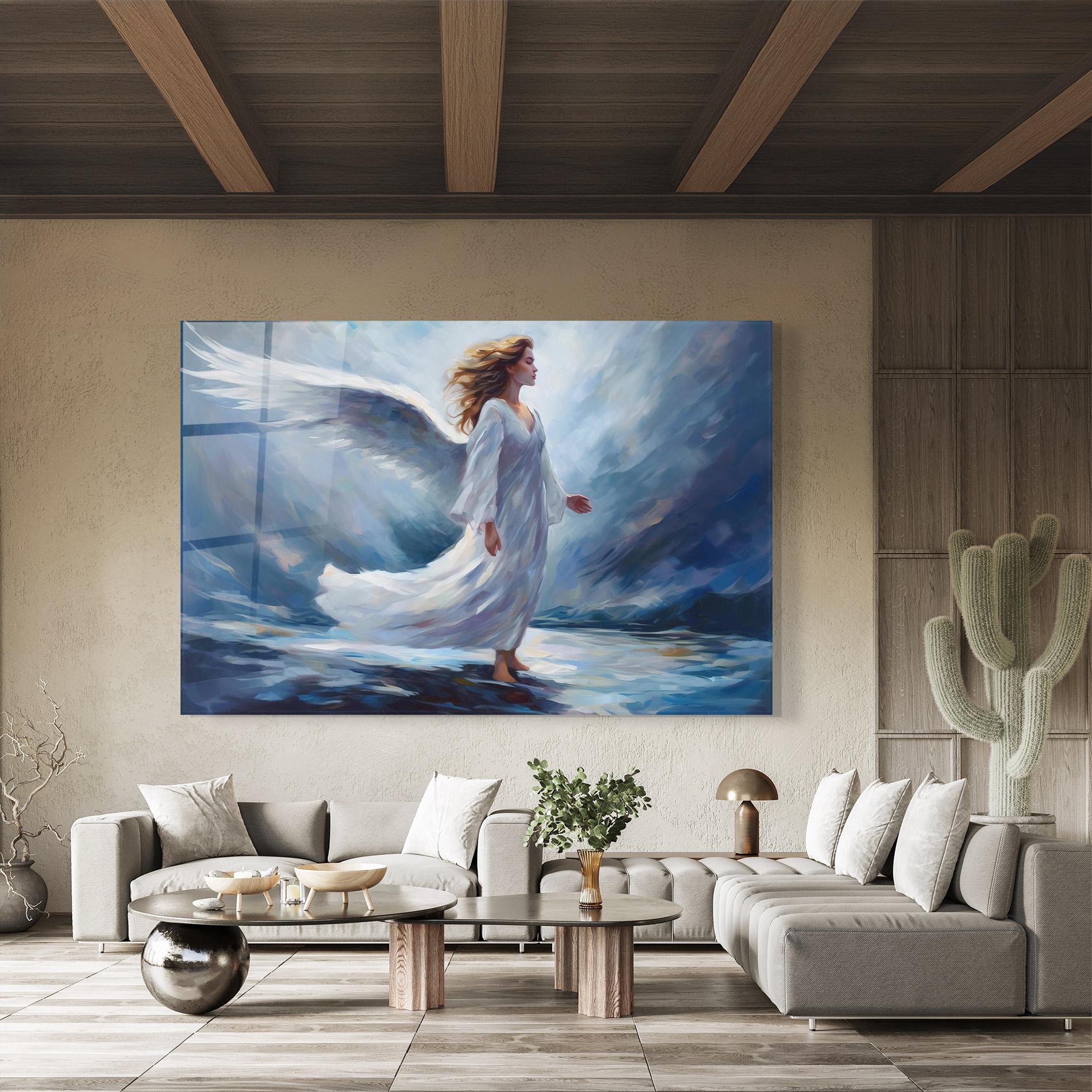 Glasbild Wind Angel Woman mockup 8