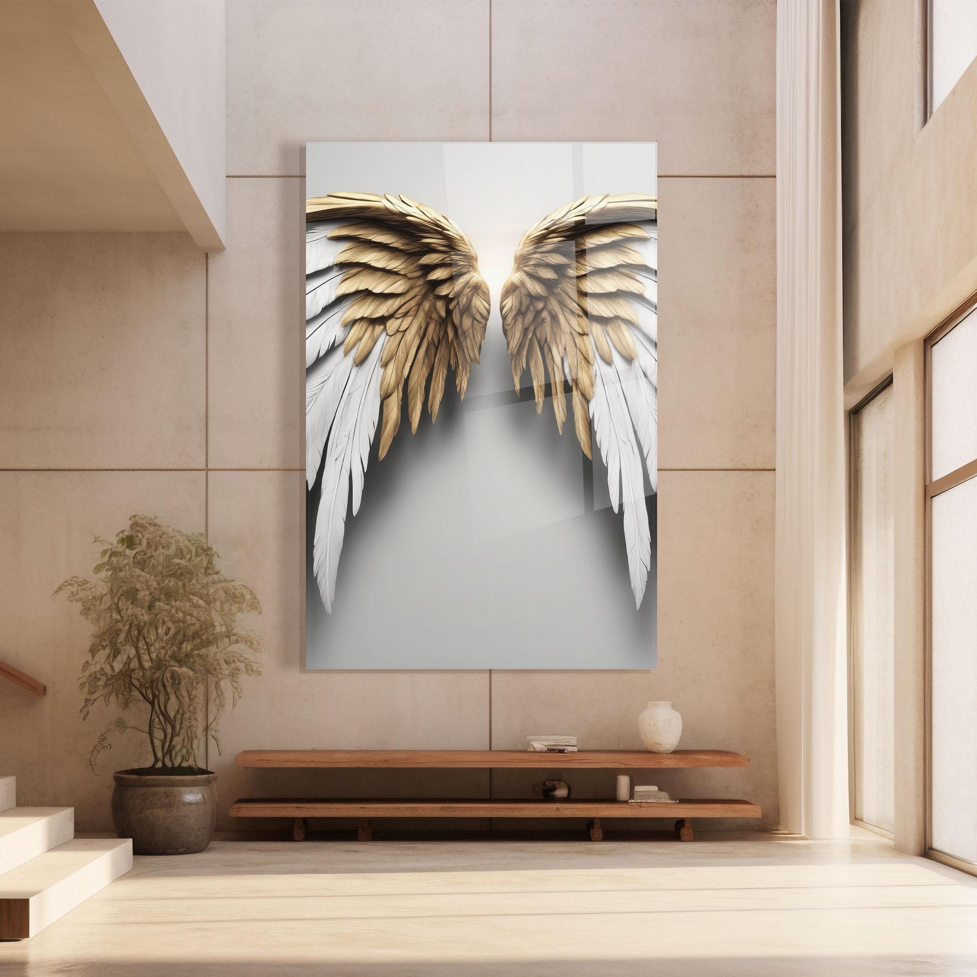 Glasbild Realistic Angel Wings mockup 8
