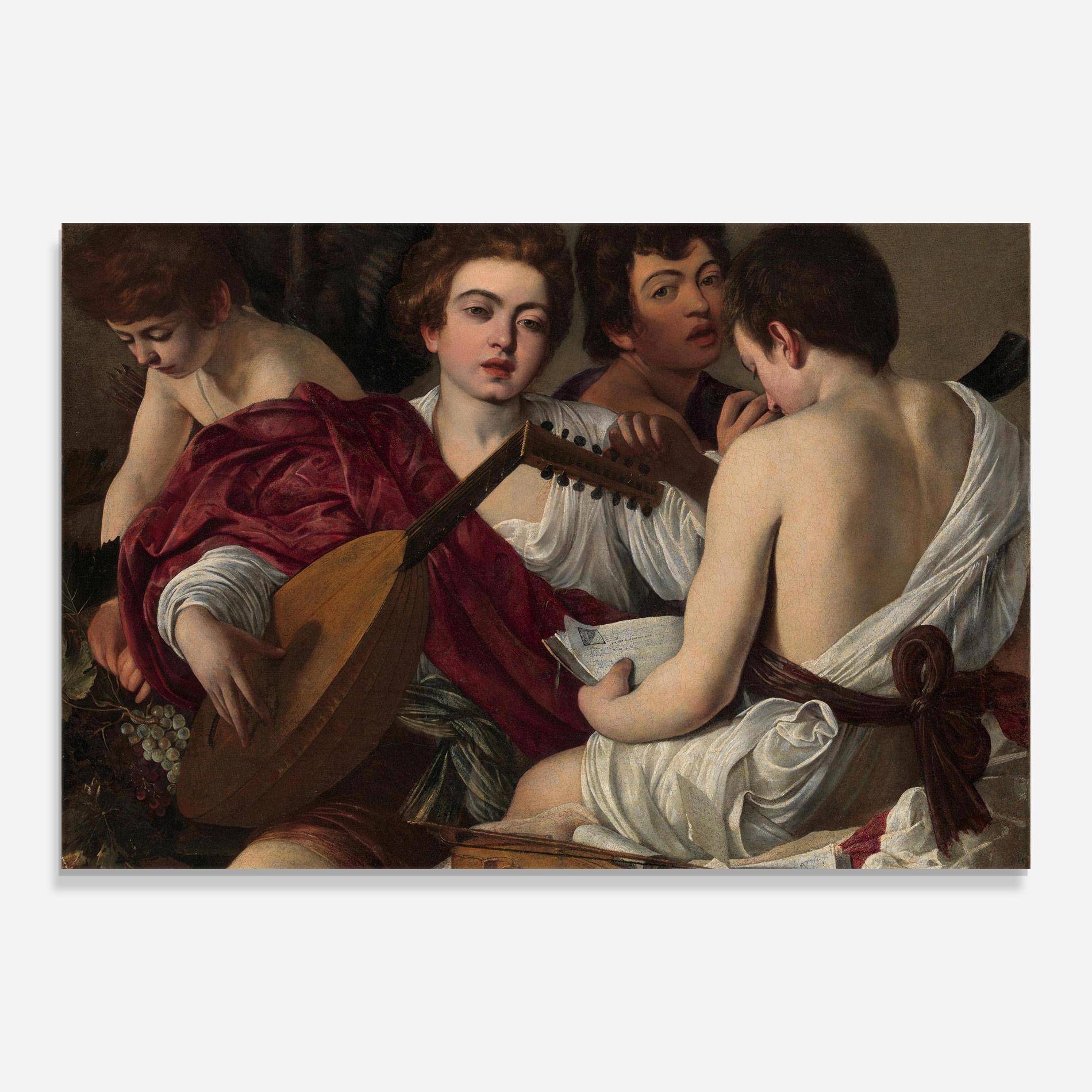 Glasbild Caravaggio Musici mockup 0