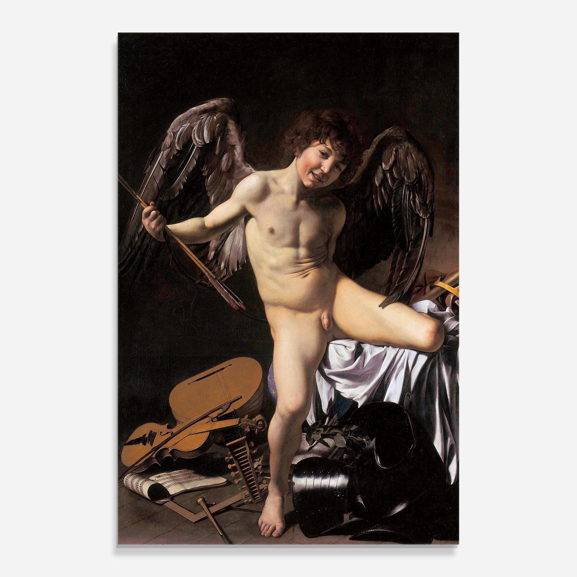 Glasbild Amor Vincet Omnia mockup 0