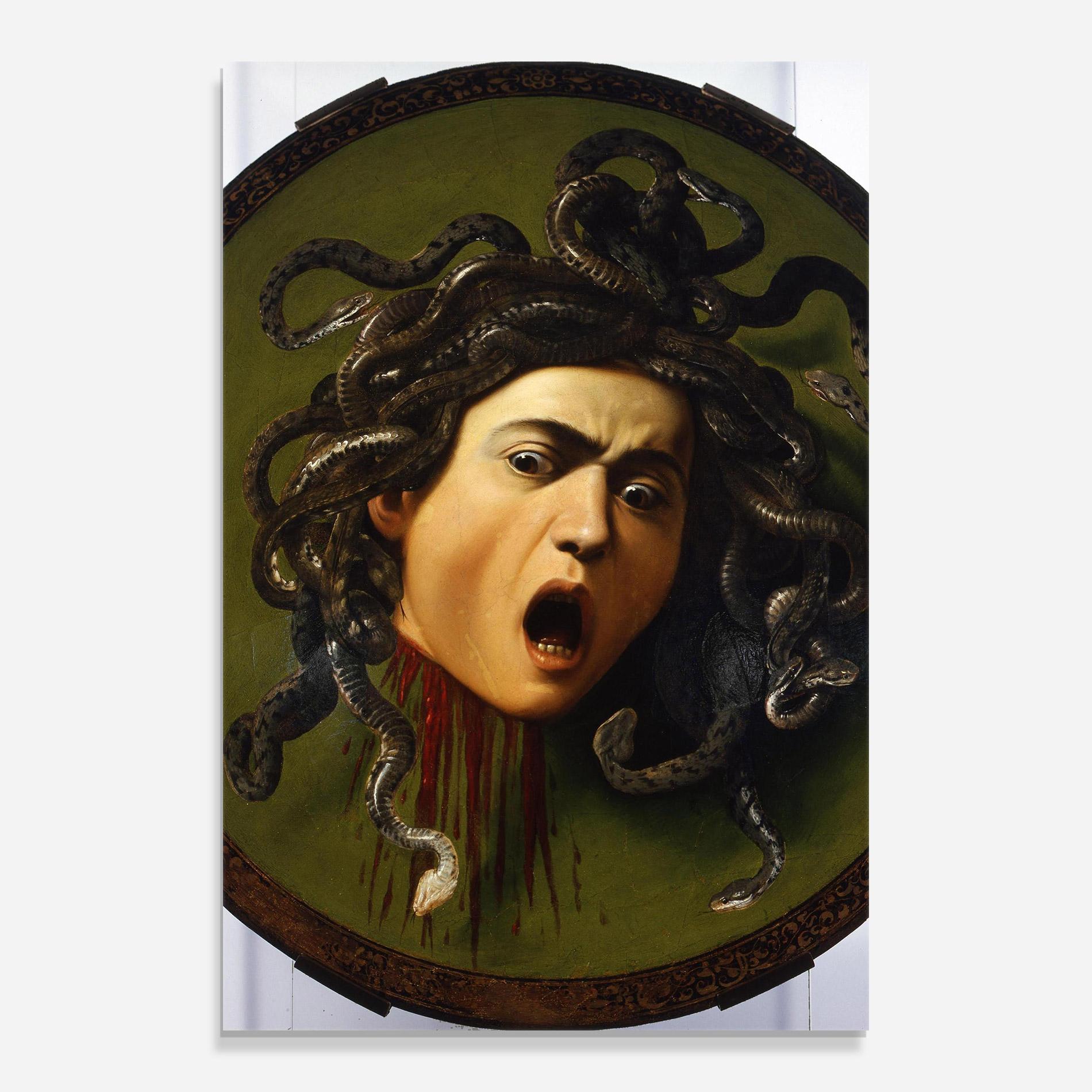 Glasbild Caravaggio Medusa mockup 0