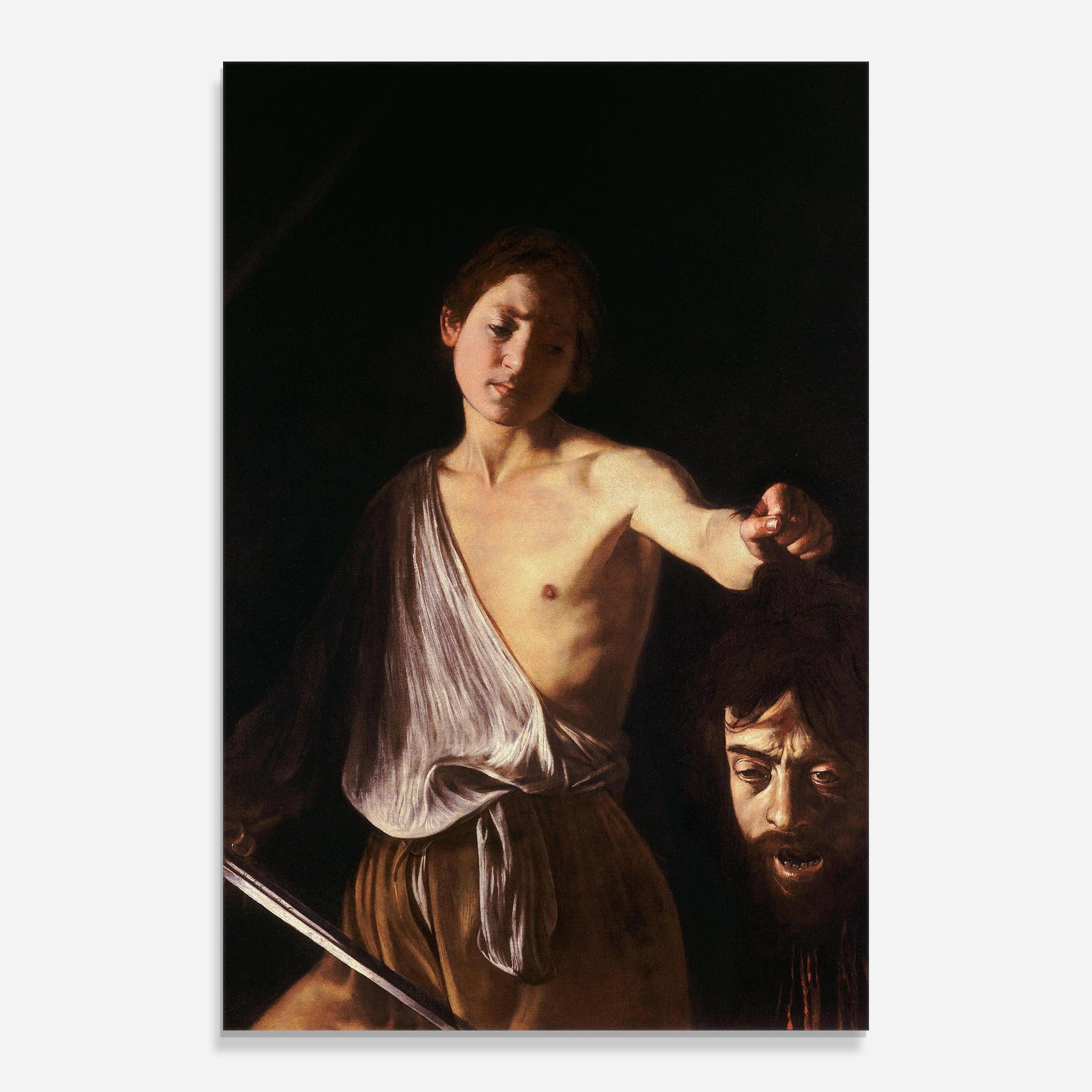 Glasbild David With The Head Of Goliath mockup 0