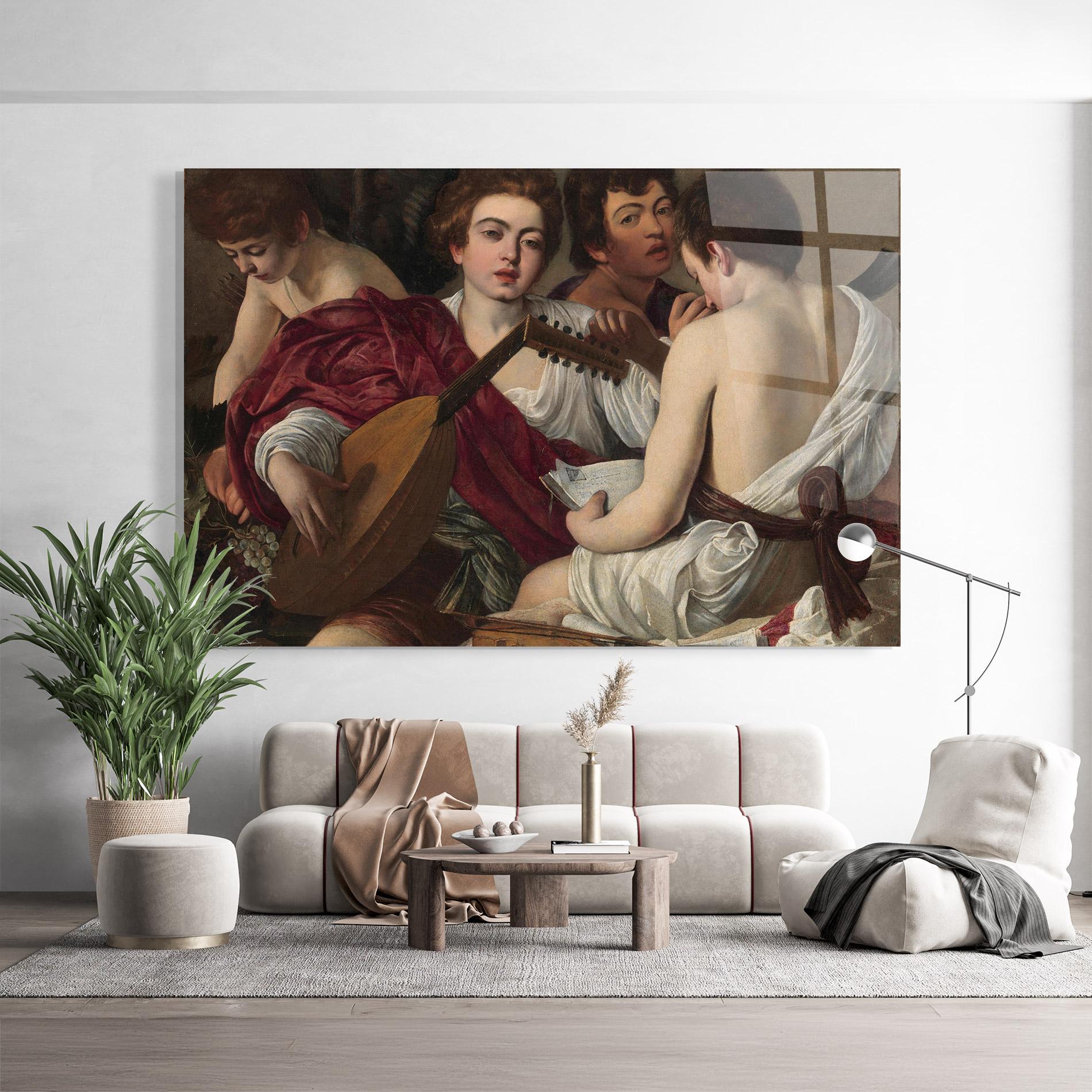 Glasbild Caravaggio Musici mockup 9