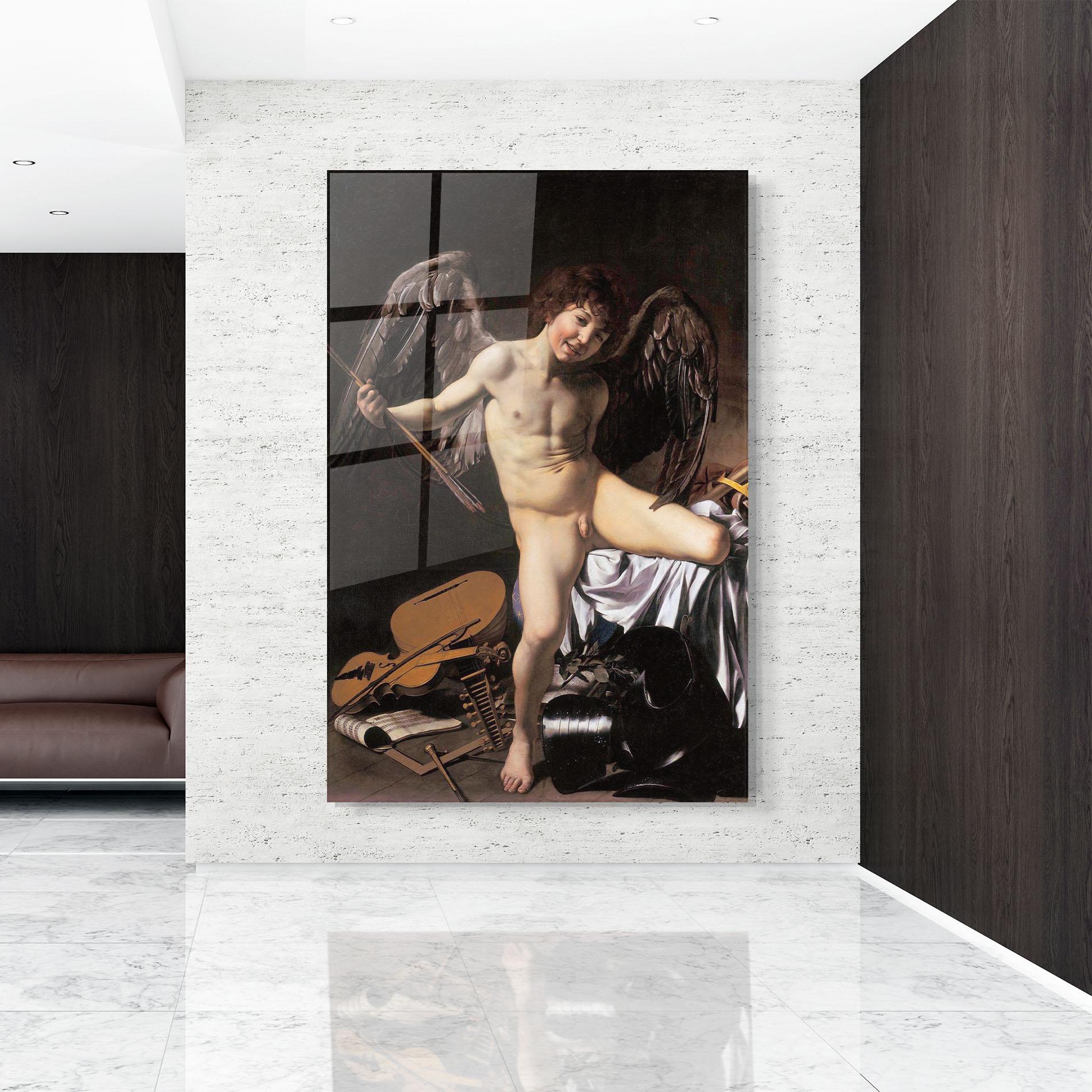 Glasbild Amor Vincet Omnia mockup 9