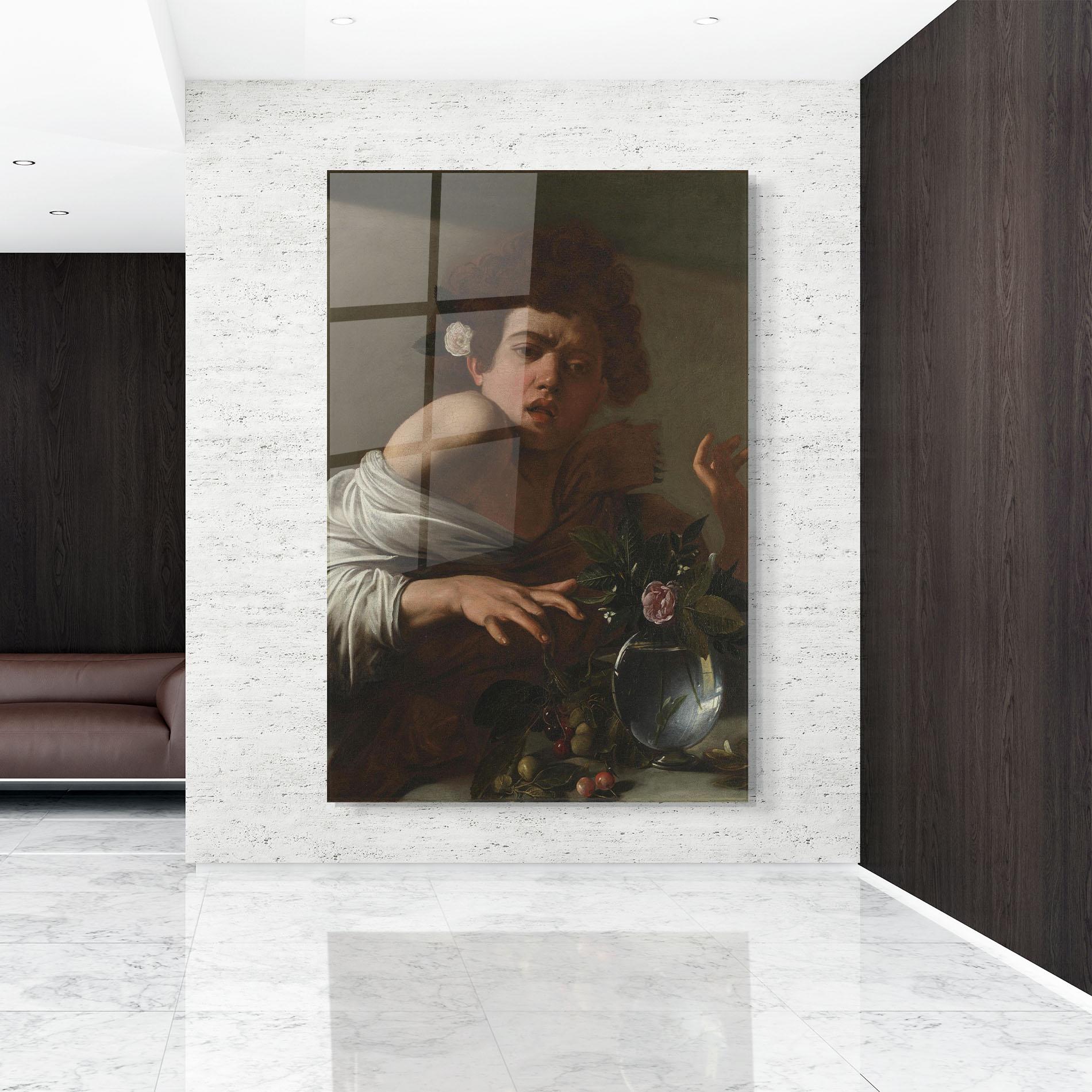 Glasbild Boy Bitten By A Lizard mockup 9