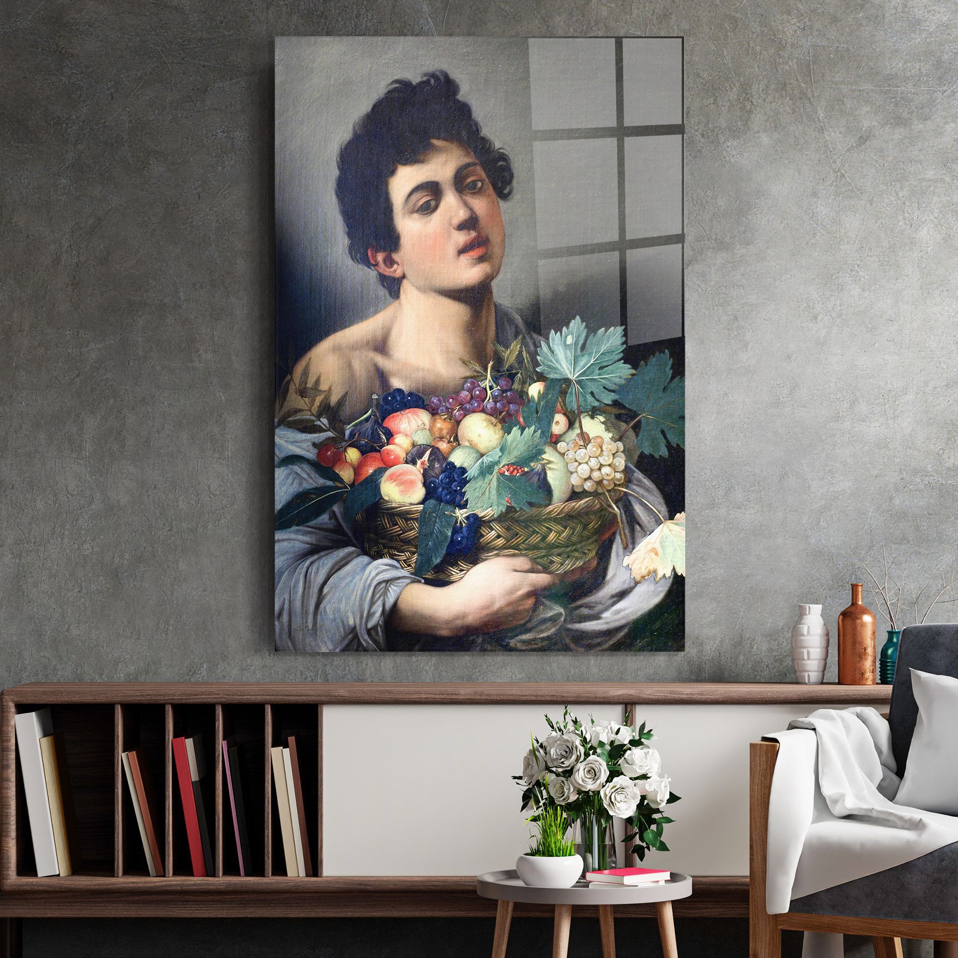 Boy With A Basket Of Fruit mockup 2