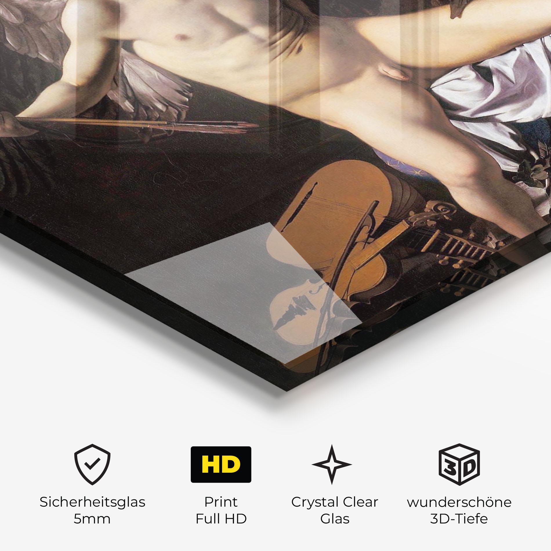 Glasbild Amor Vincet Omnia mockup 3