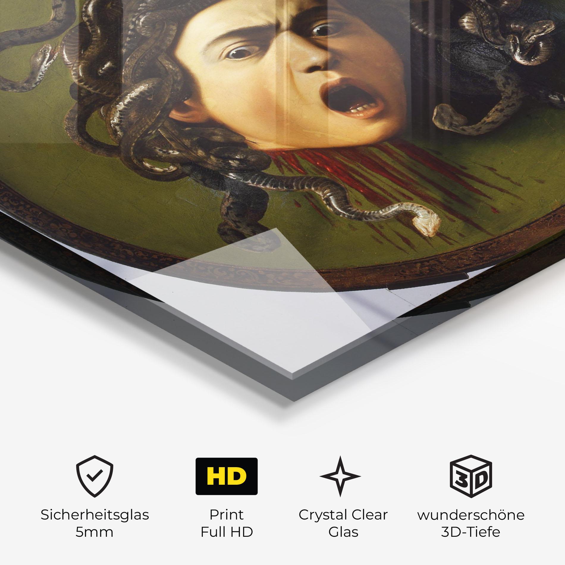 Glasbild Caravaggio Medusa mockup 3