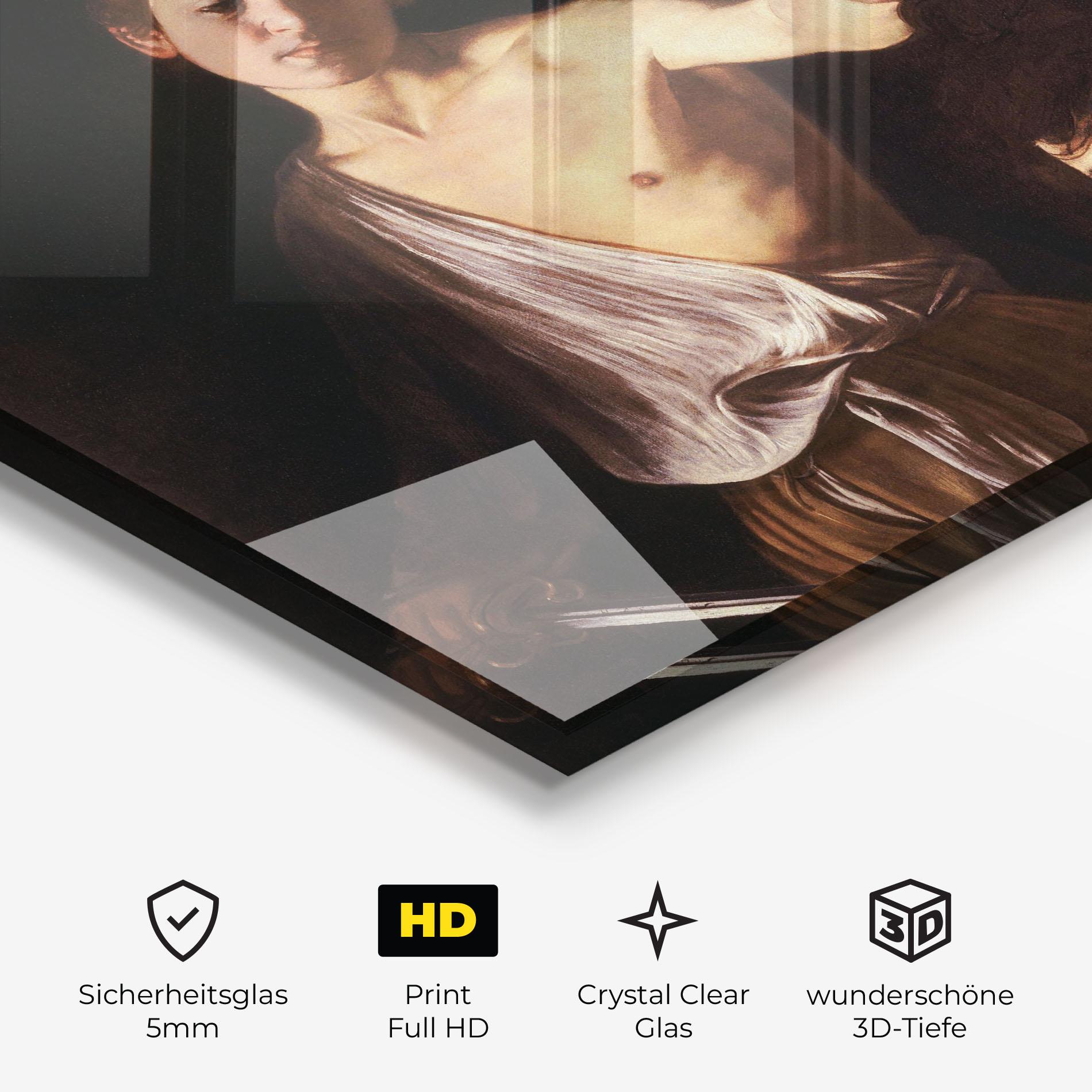 Glasbild David With The Head Of Goliath mockup 3