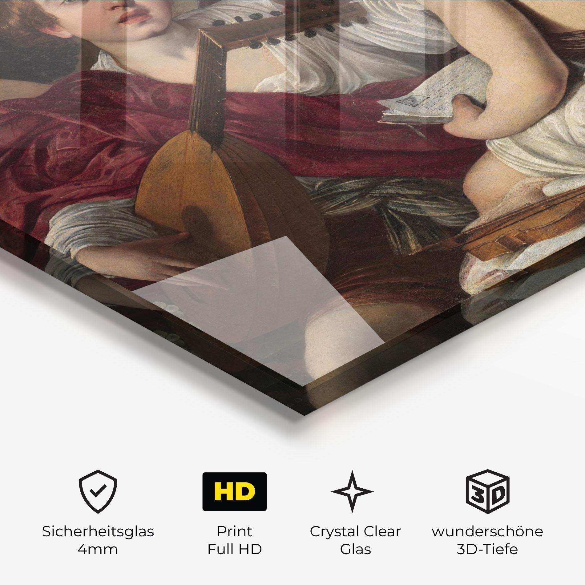 Glasbild Caravaggio Musici mockup 3