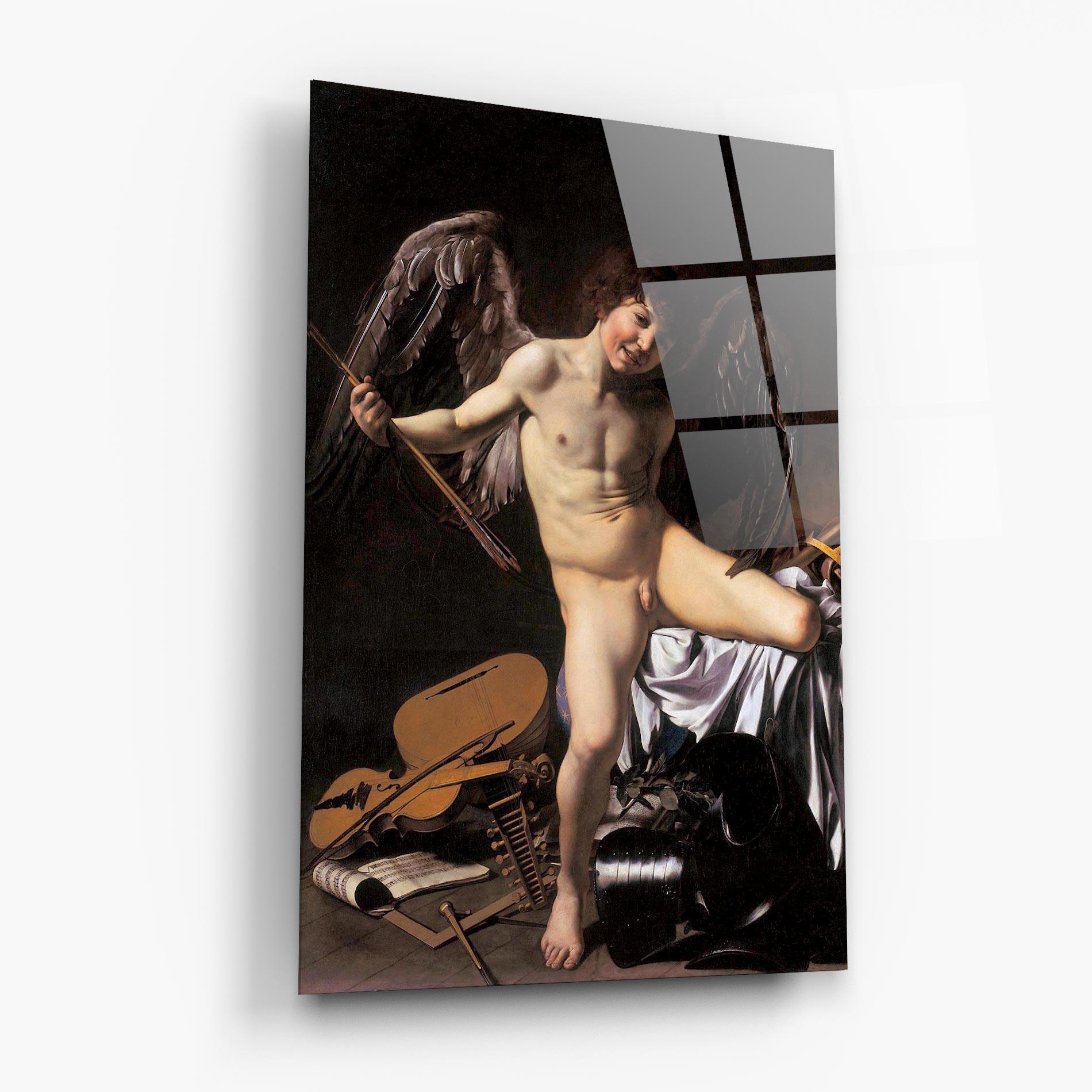 Glasbild Amor Vincet Omnia mockup 6