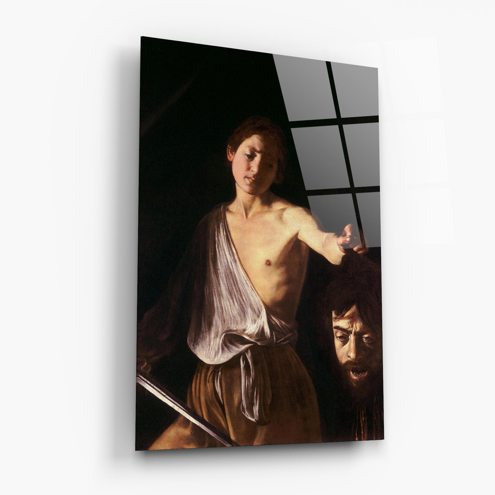 Glasbild David With The Head Of Goliath mockup 6