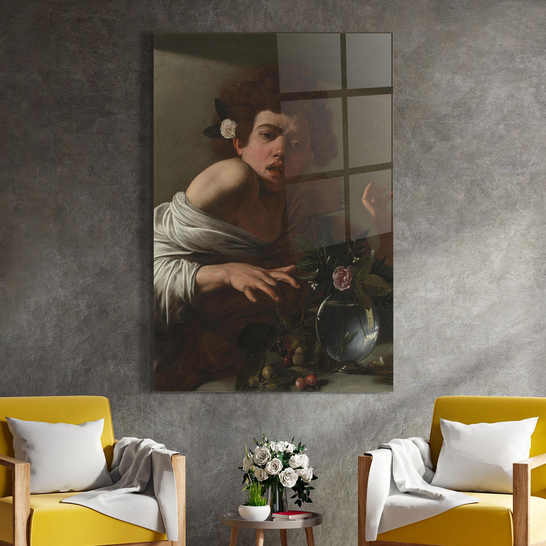 Glasbild Boy Bitten By A Lizard mockup 4