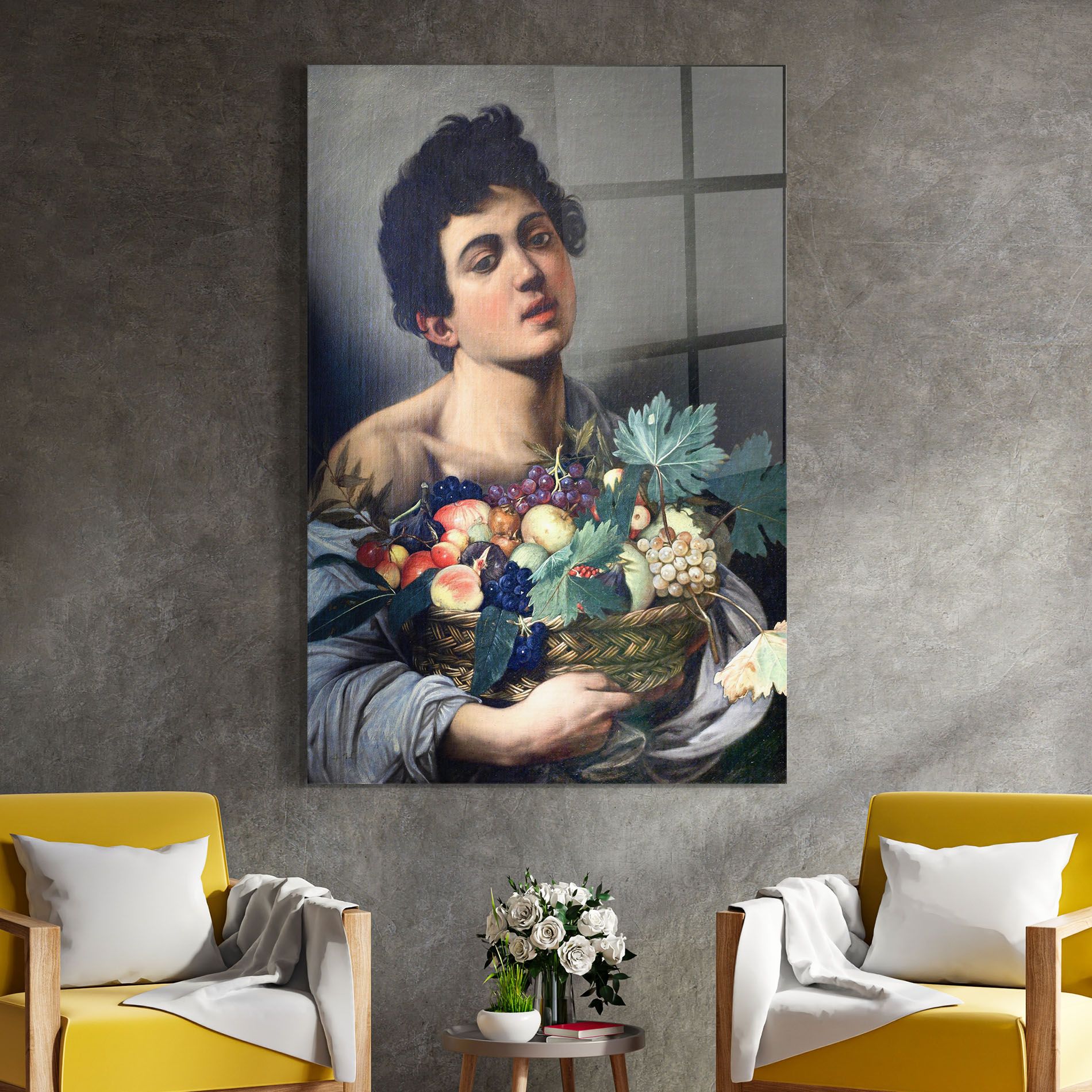 Boy With A Basket Of Fruit mockup 4