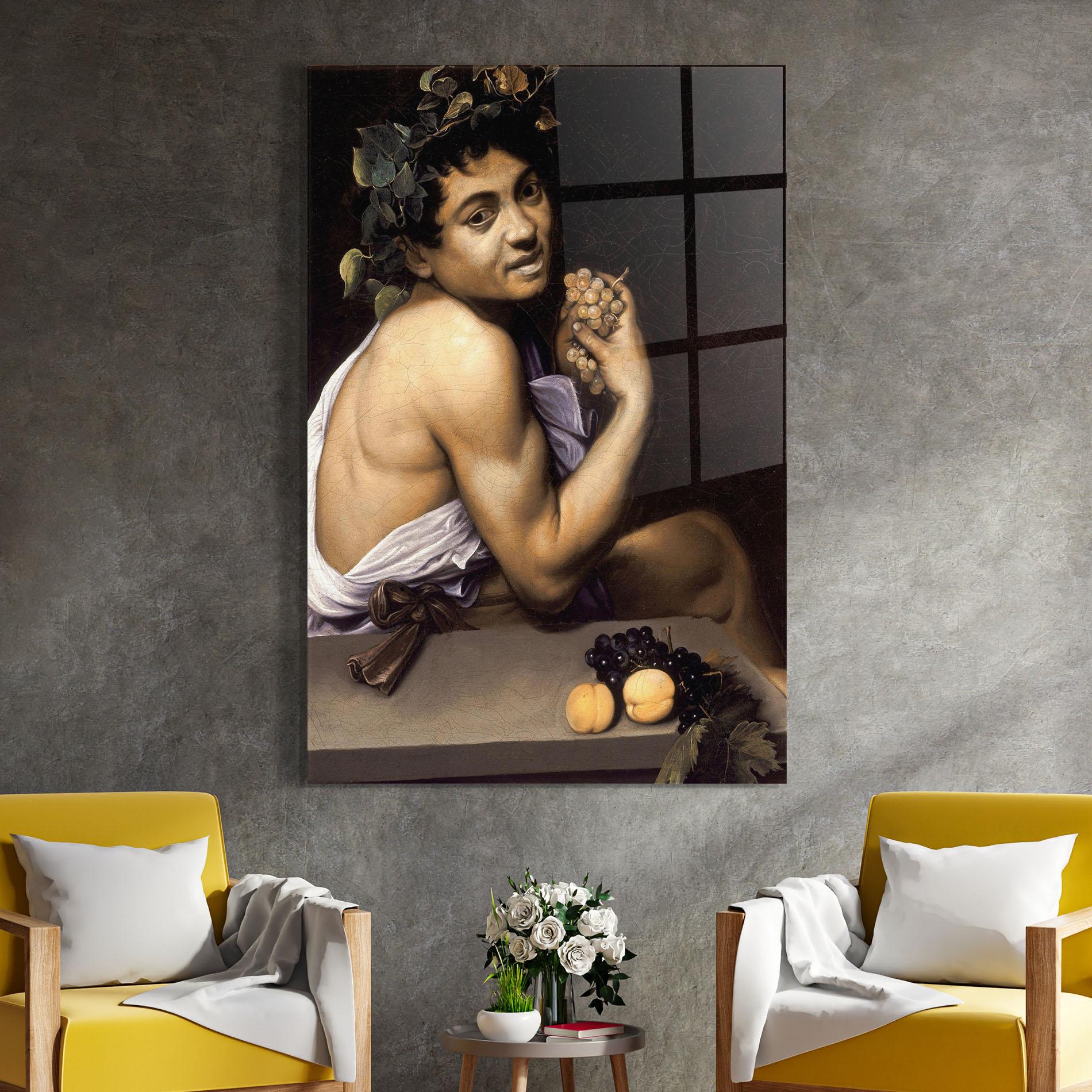 Glasbild Young Sick Bacchus mockup 4