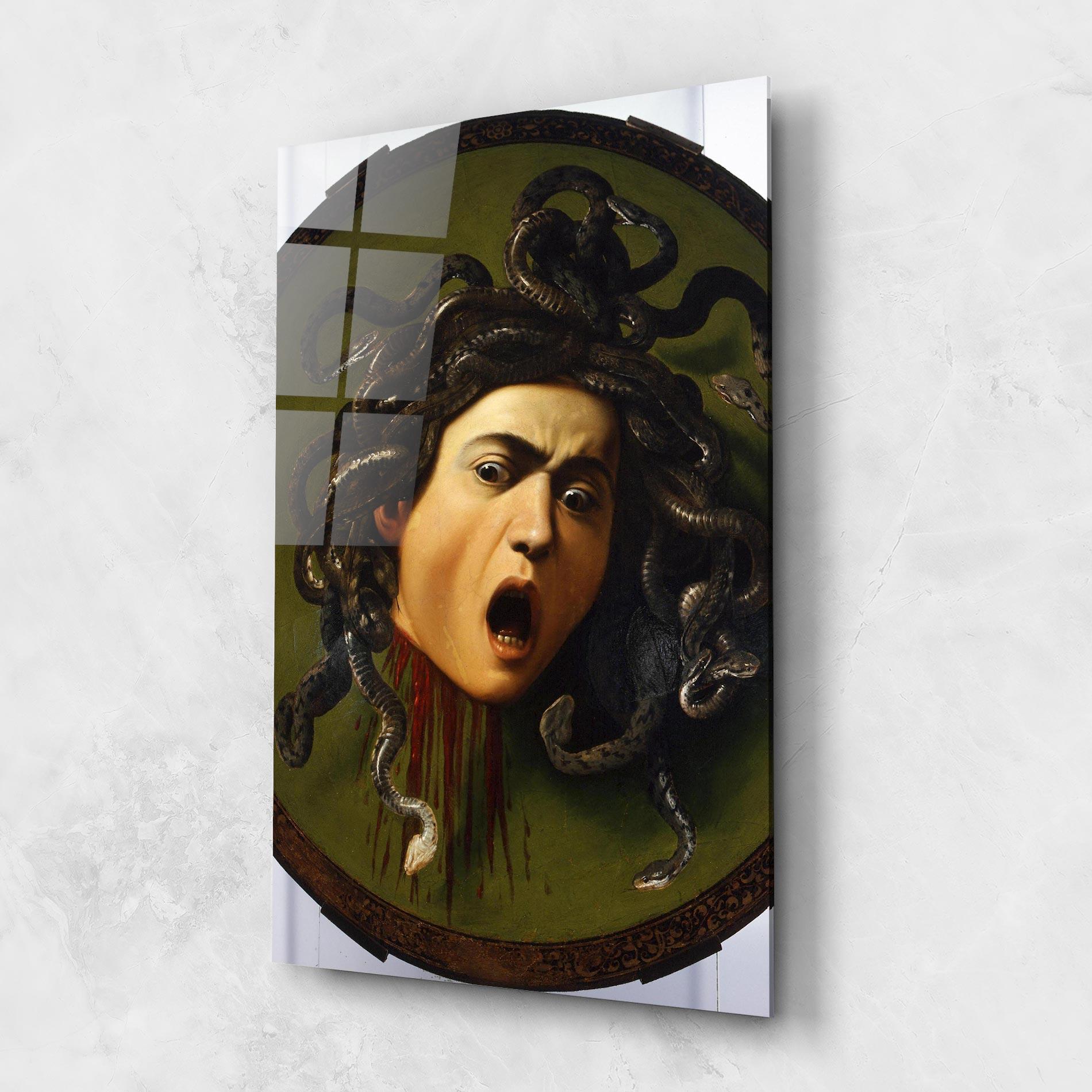 Glasbild Caravaggio Medusa mockup 1