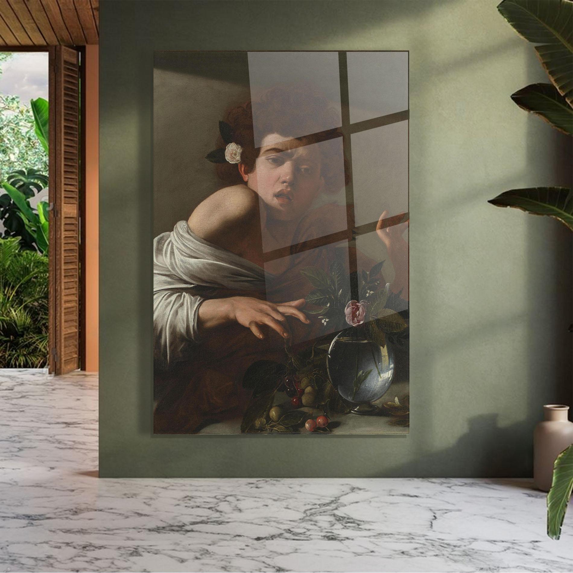 Glasbild Boy Bitten By A Lizard mockup 7