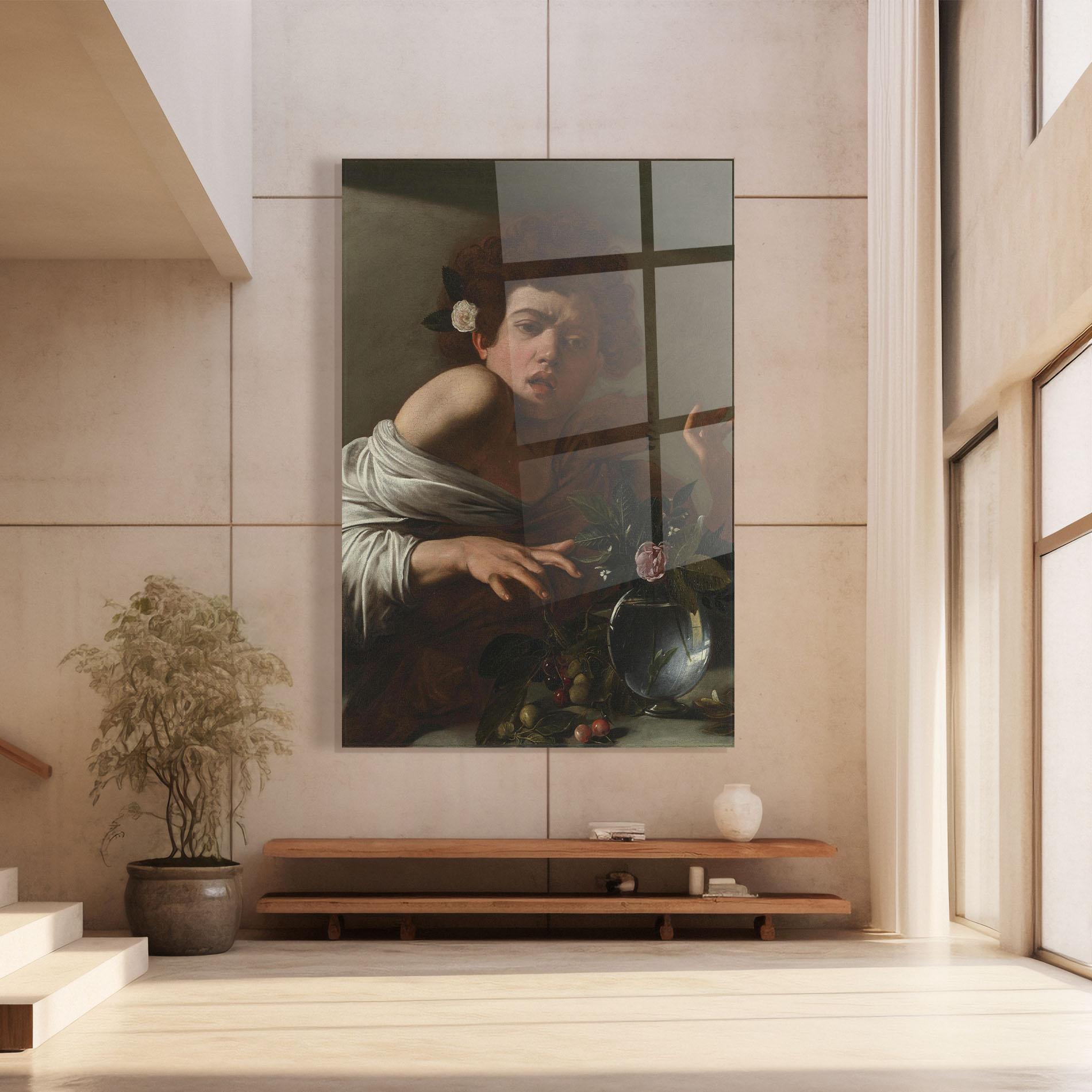 Glasbild Boy Bitten By A Lizard mockup 8