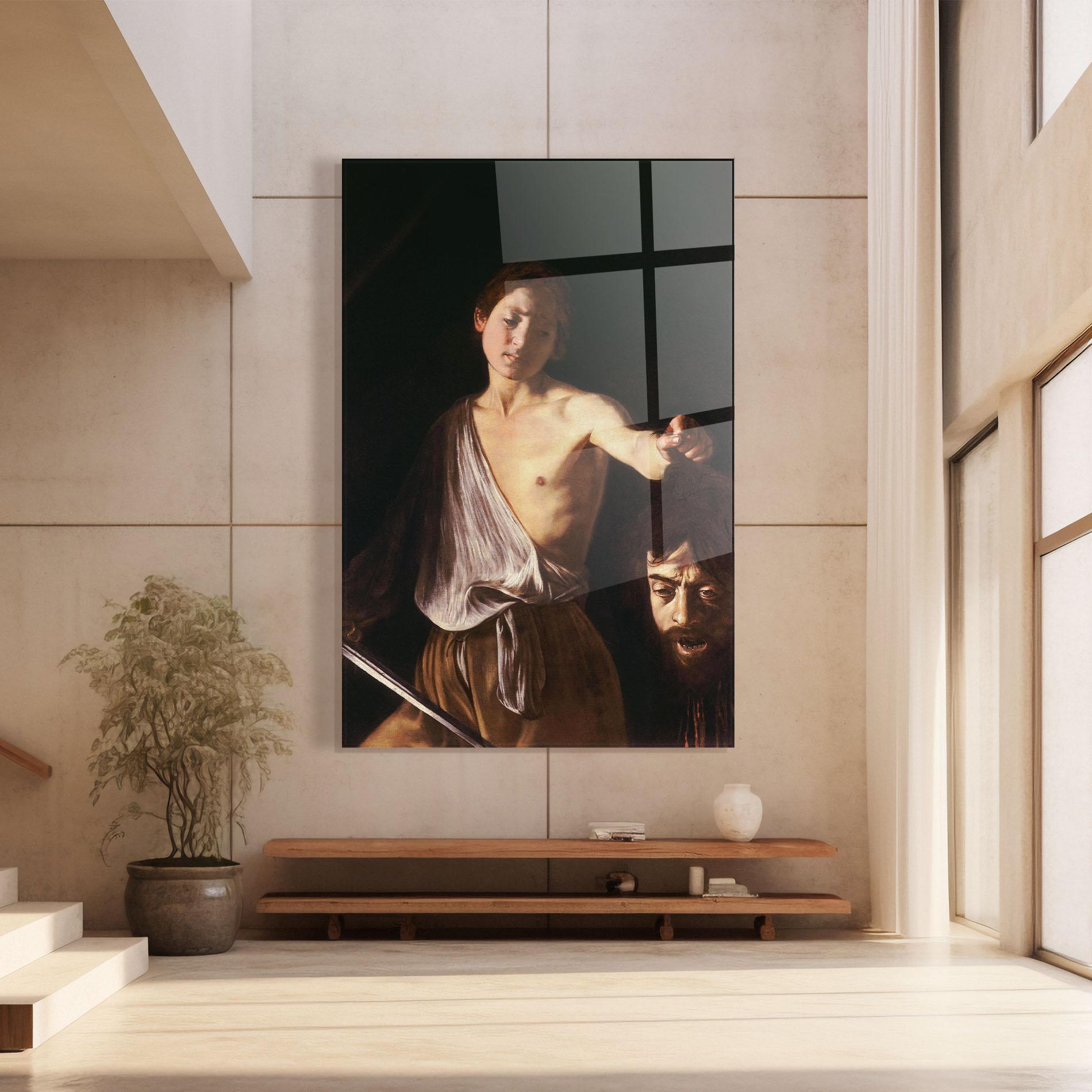 Glasbild David With The Head Of Goliath mockup 8