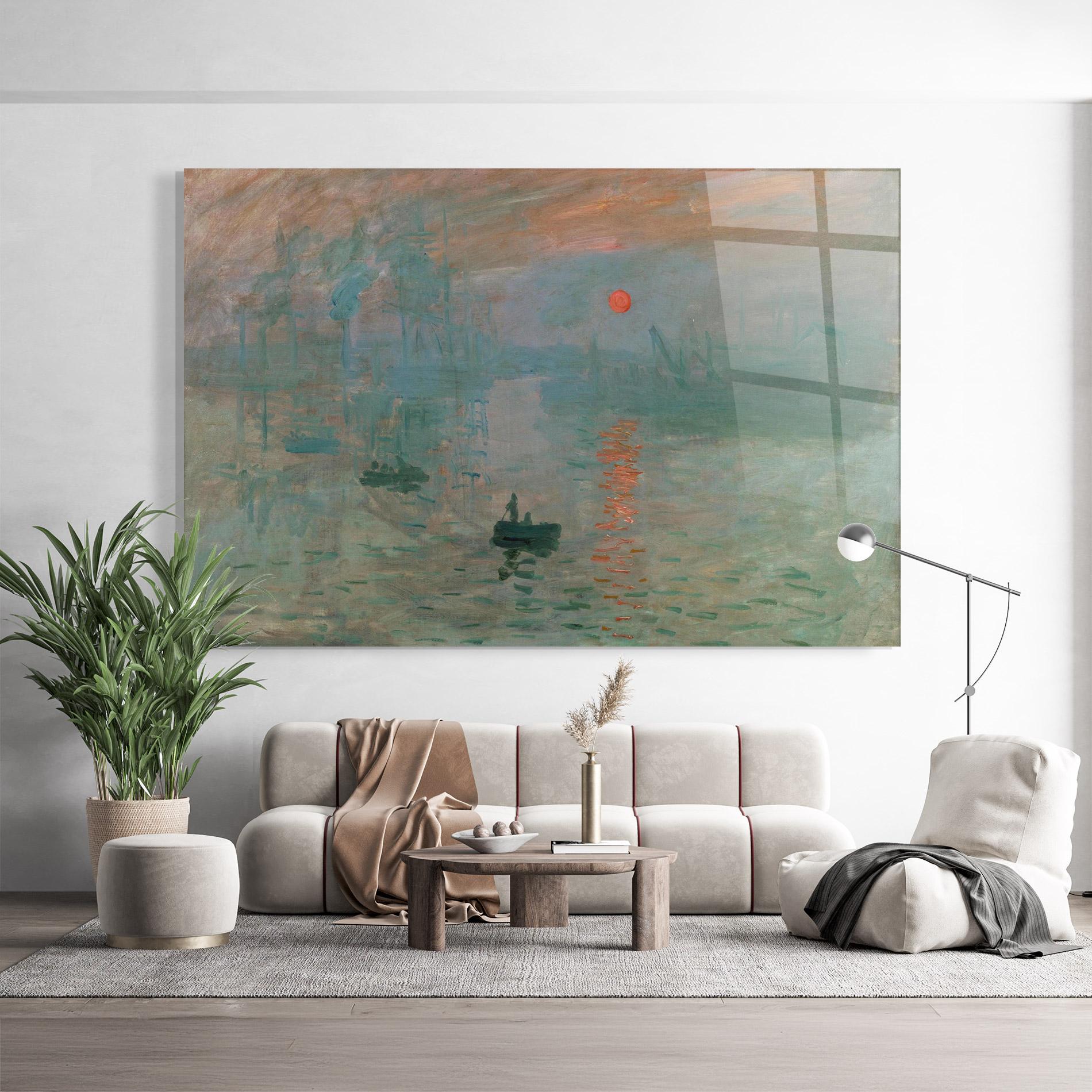 Glasbild Monet Sunrise mockup 9
