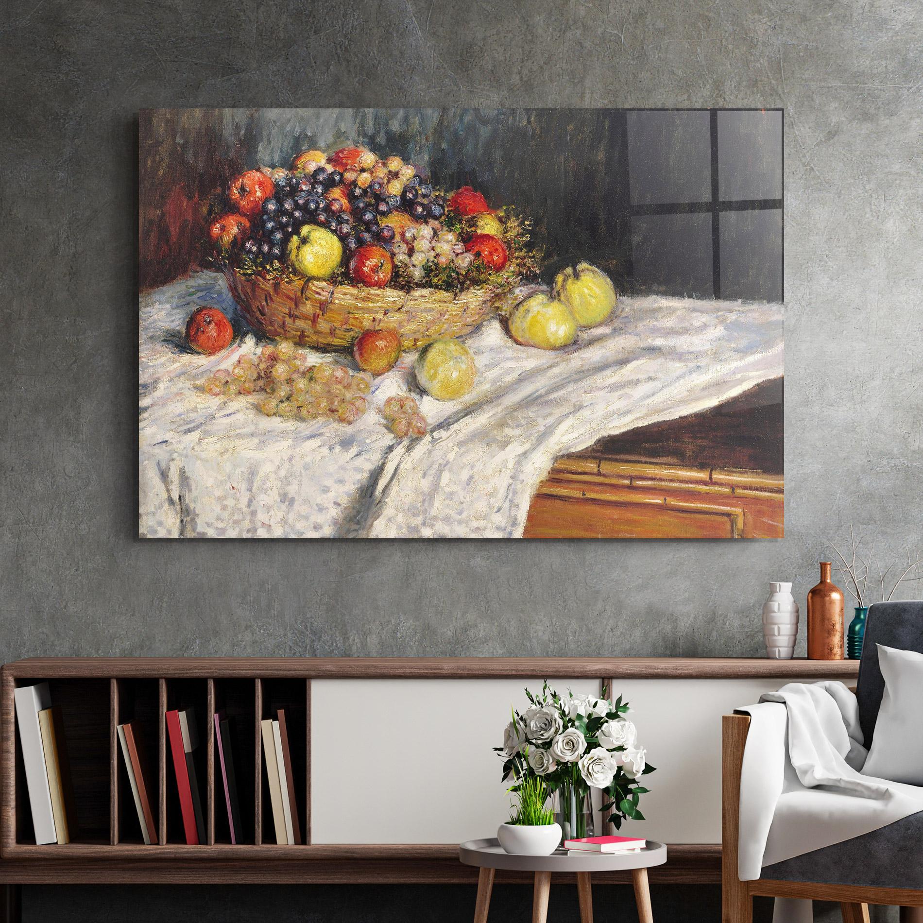 Glasbild Apples And Grapes mockup 2