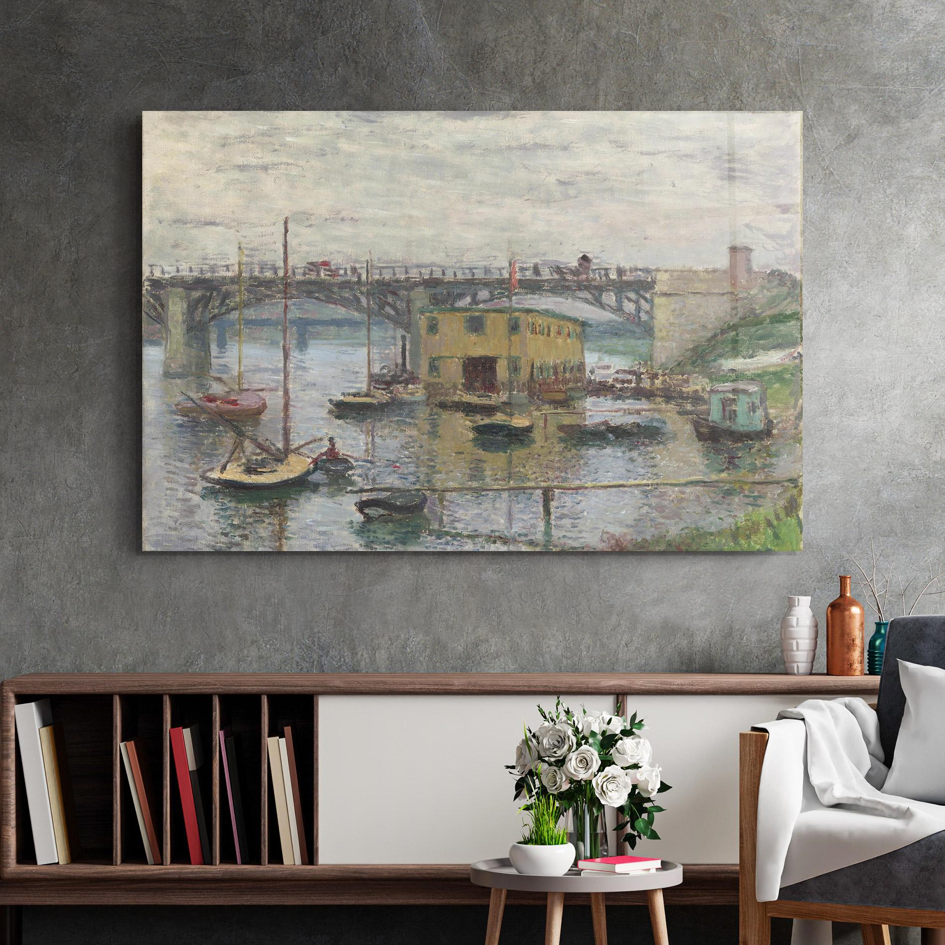 Glasbild Bridge At Argenteuil Monet mockup 2