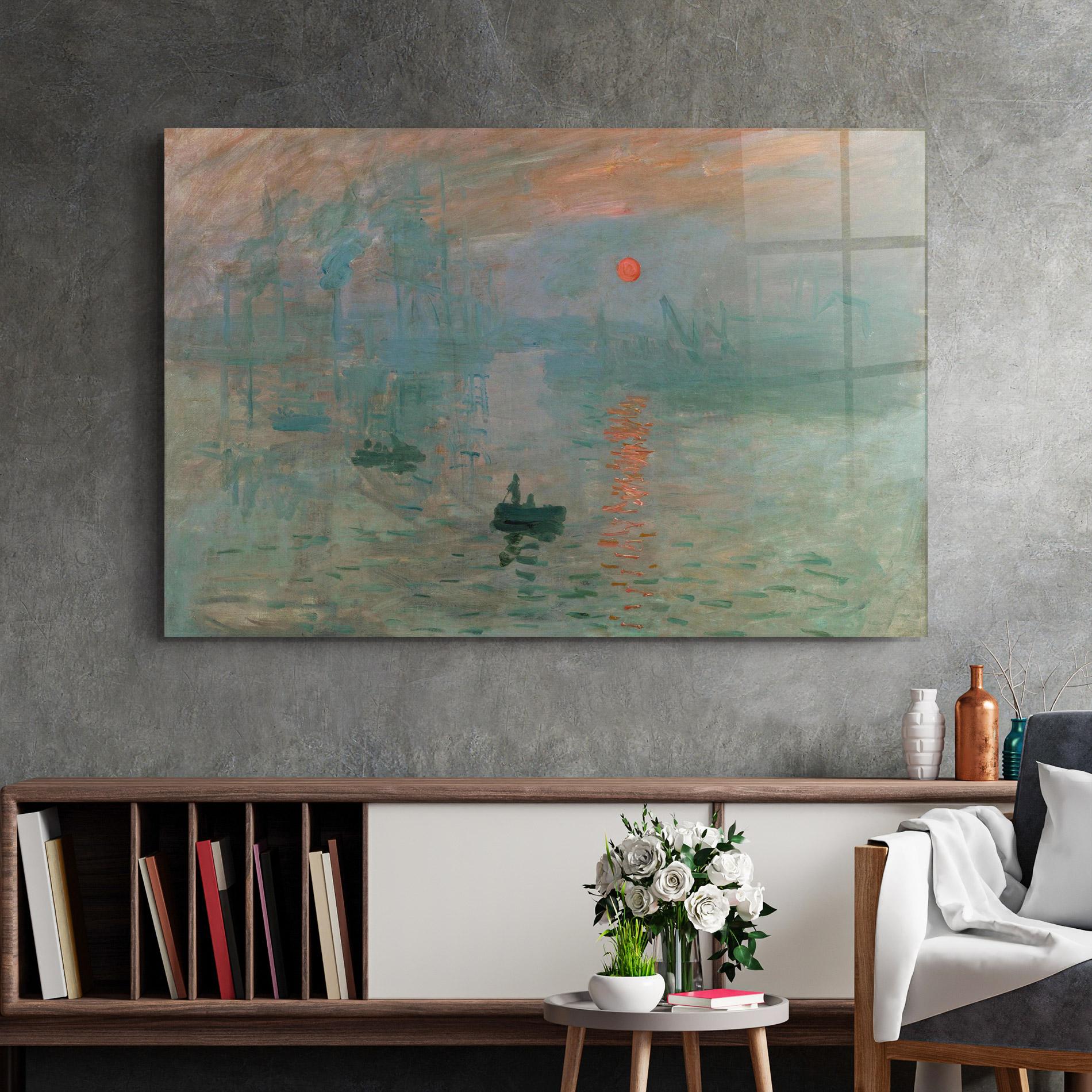 Glasbild Monet Sunrise mockup 2