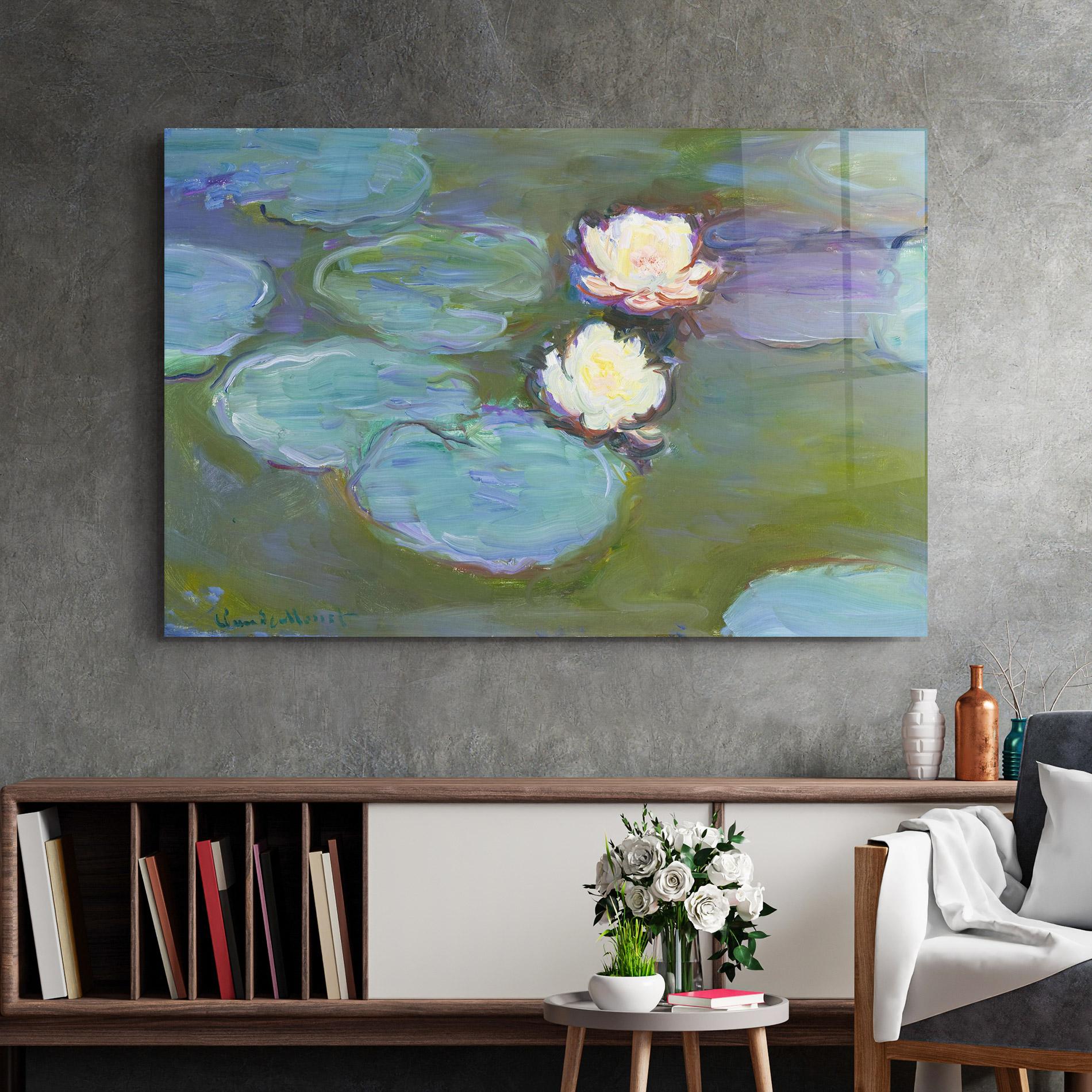 Glasbild Nympheas Monet. mockup 2