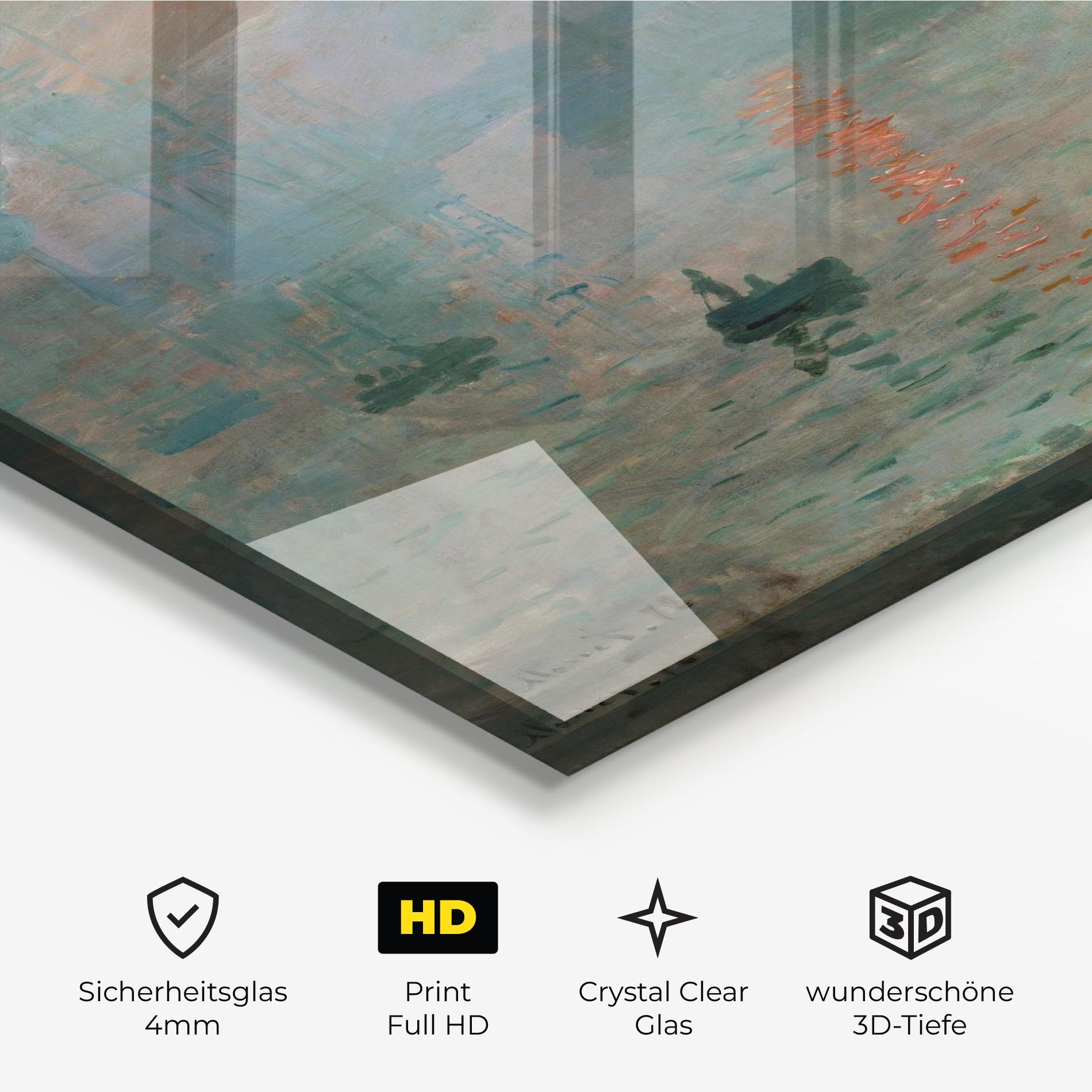 Glasbild Monet Sunrise mockup 3