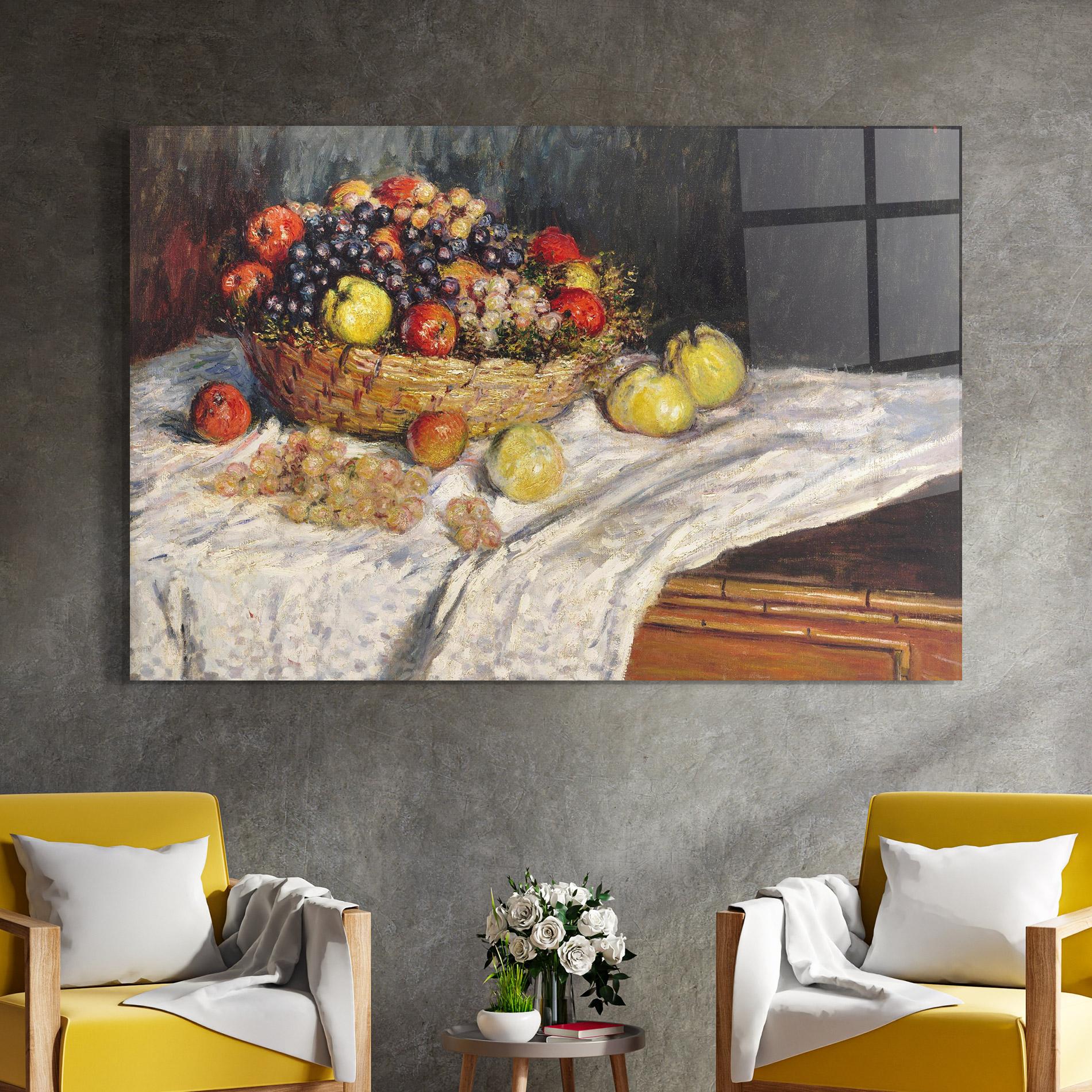 Glasbild Apples And Grapes mockup 4