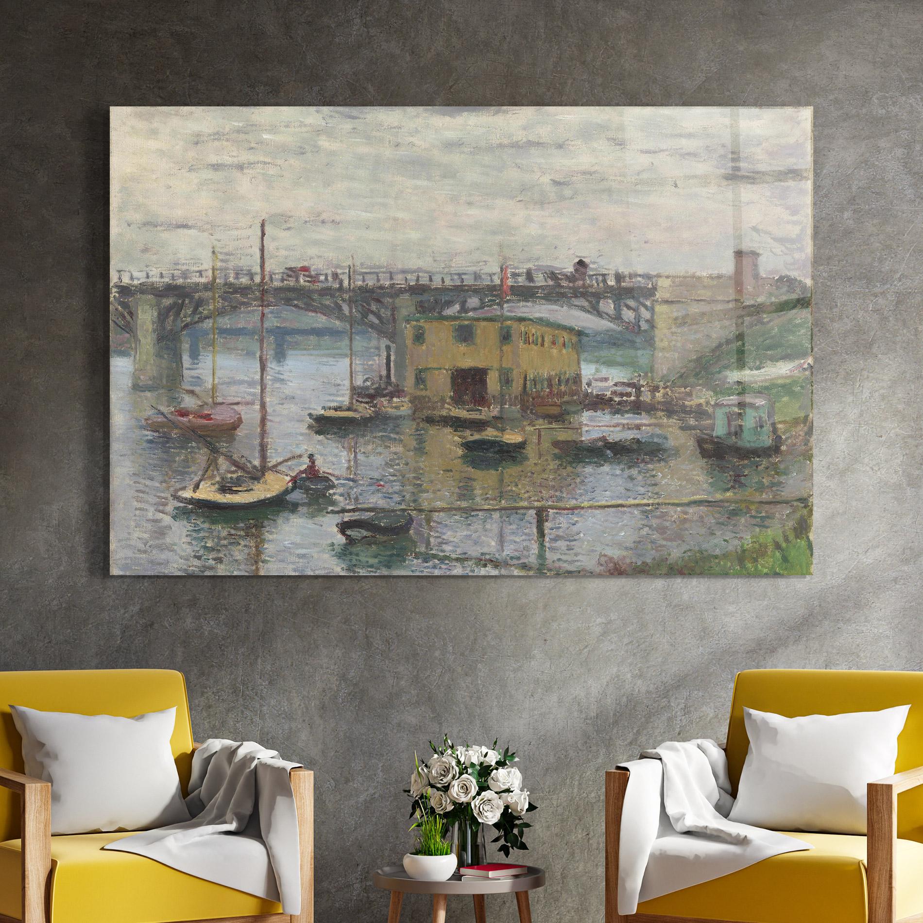 Glasbild Bridge At Argenteuil Monet mockup 4
