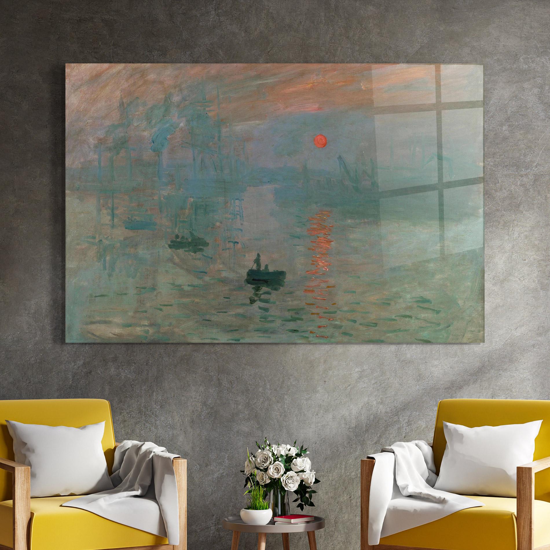 Glasbild Monet Sunrise mockup 4