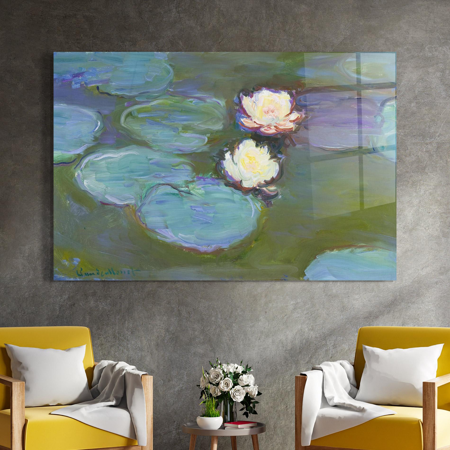 Glasbild Nympheas Monet. mockup 4