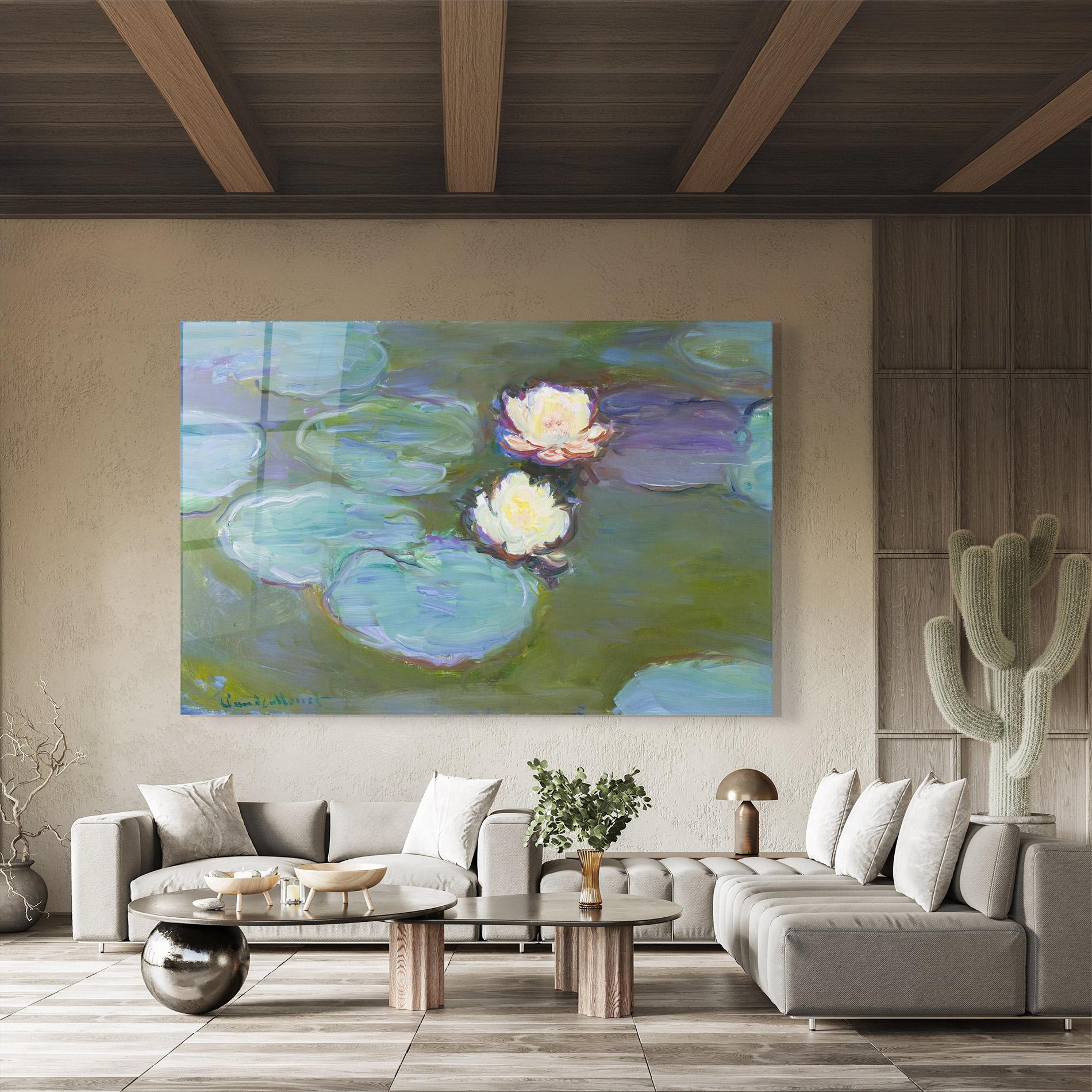 Glasbild Nympheas Monet. mockup 8