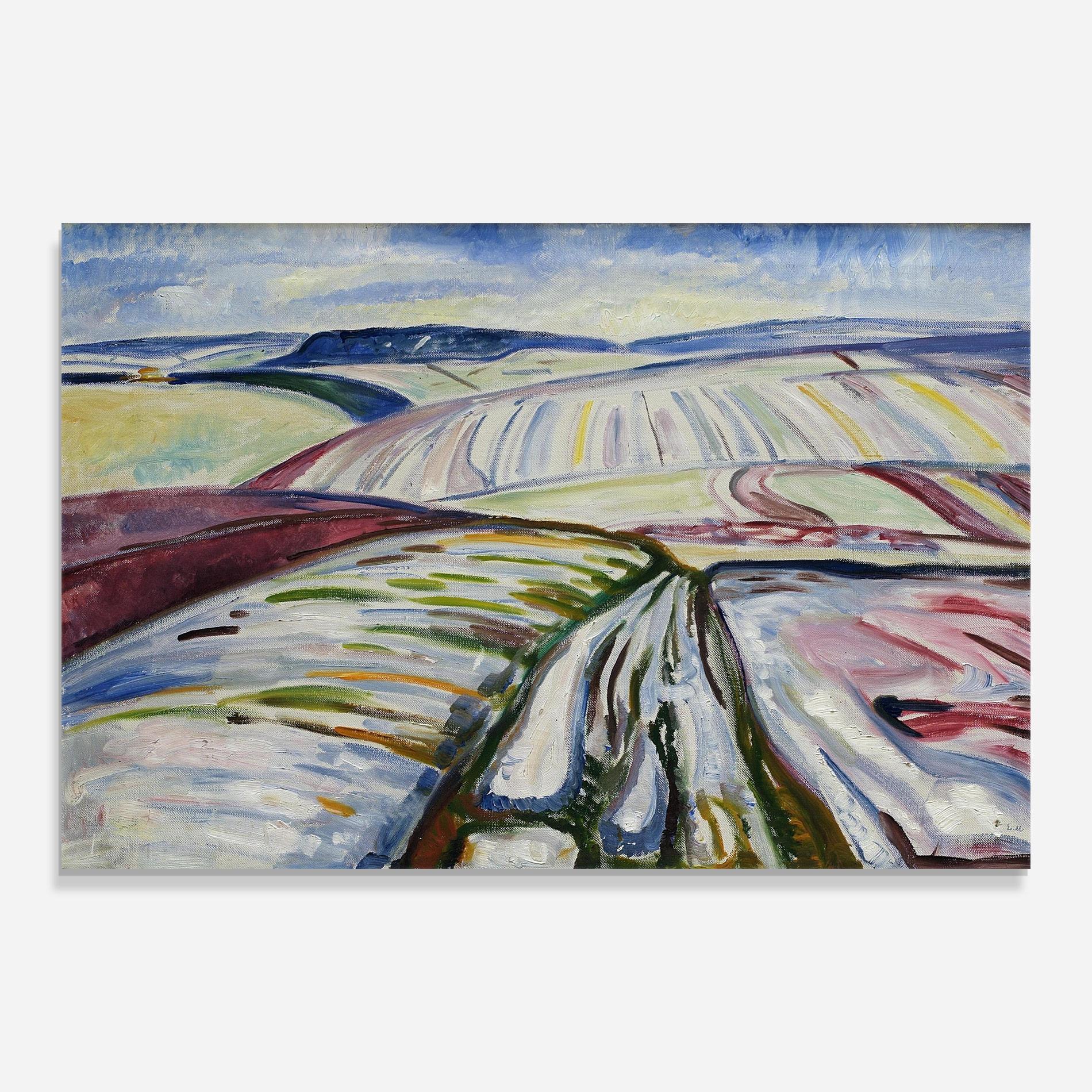 Glasbild Field In Snow mockup 0