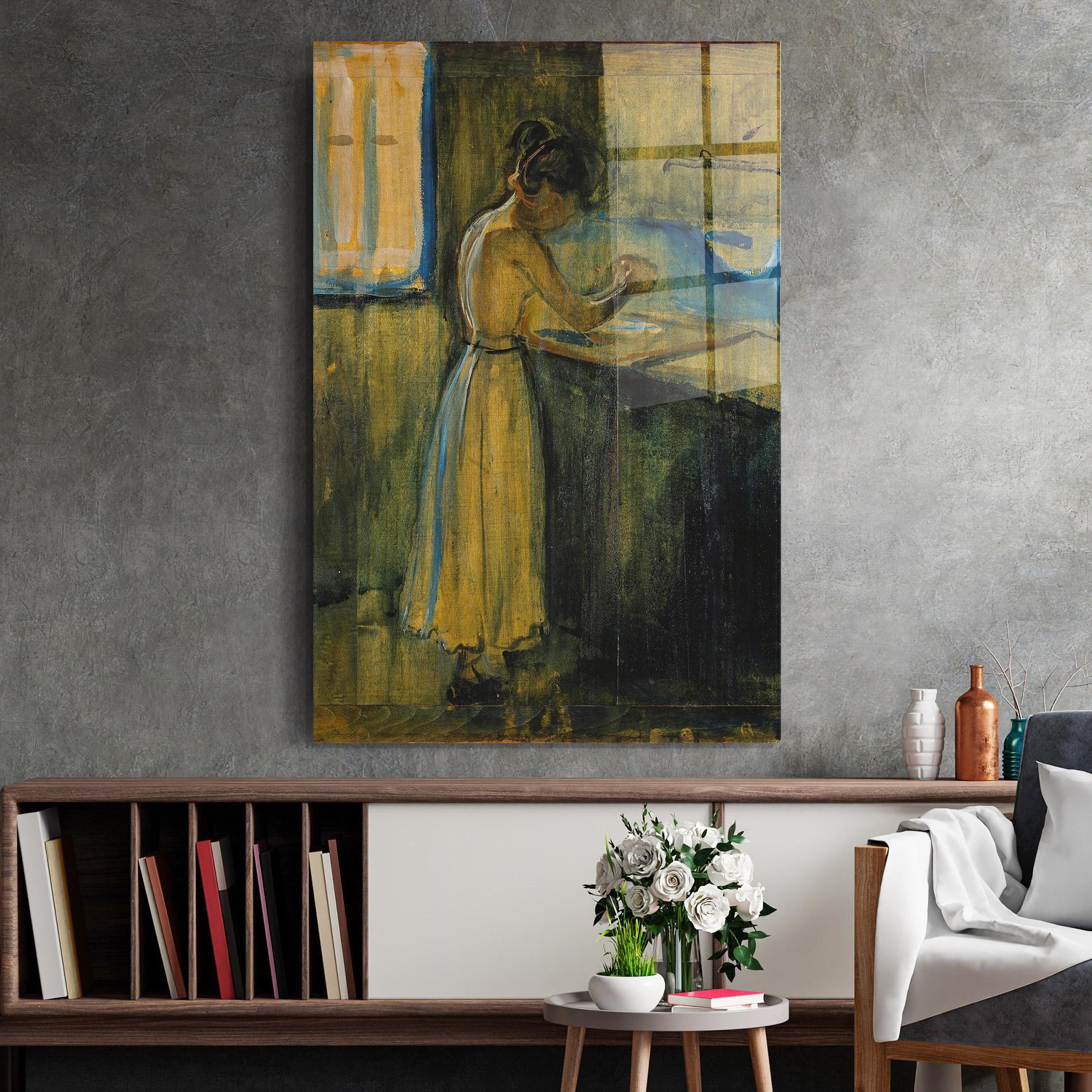 Glasbild Woman Washing Herself mockup 2