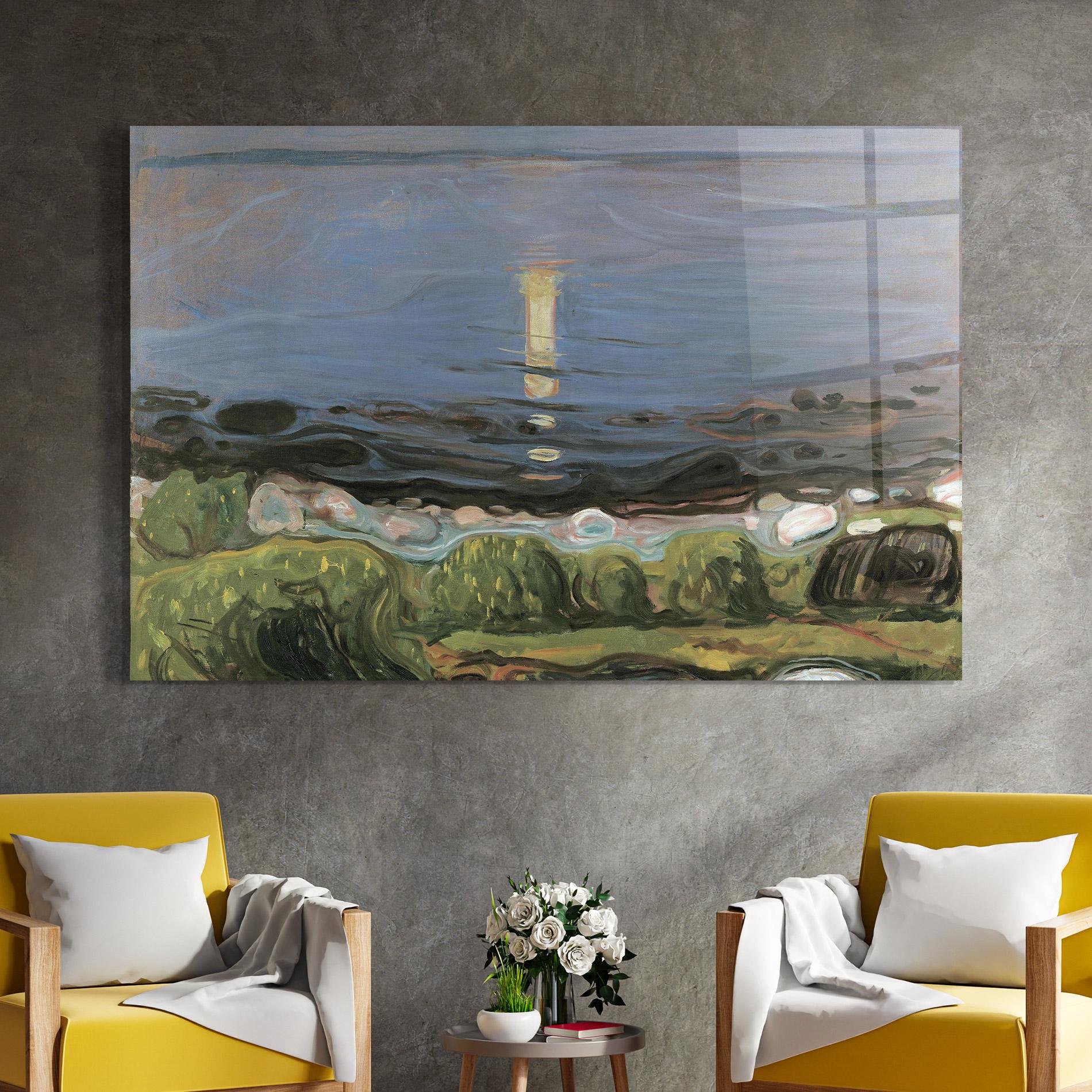 Glasbild Summer Night Beach mockup 4