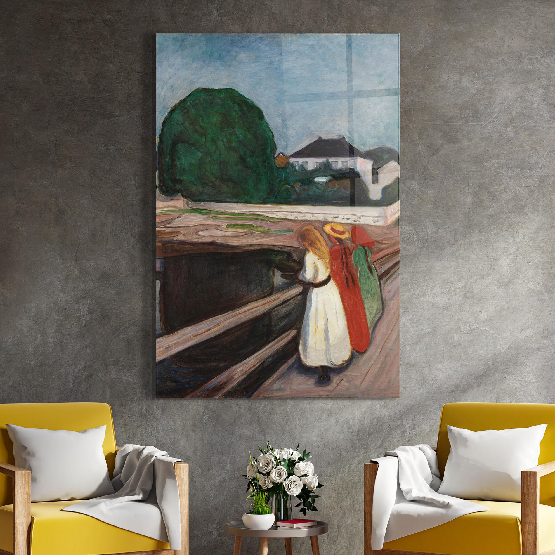 Glasbild Girls On The Pier mockup 4