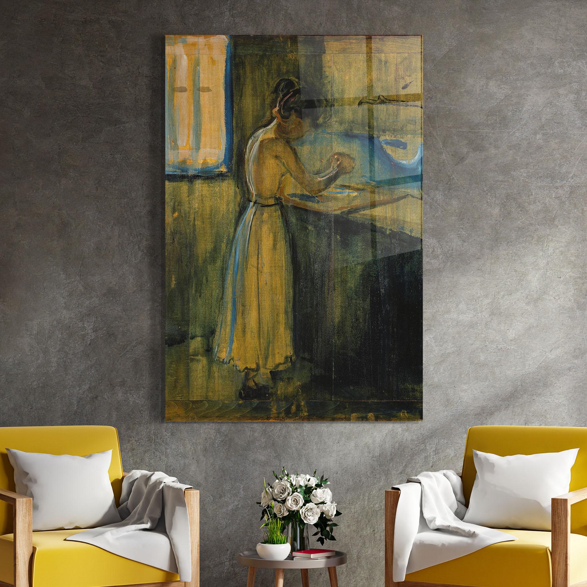 Glasbild Woman Washing Herself mockup 4