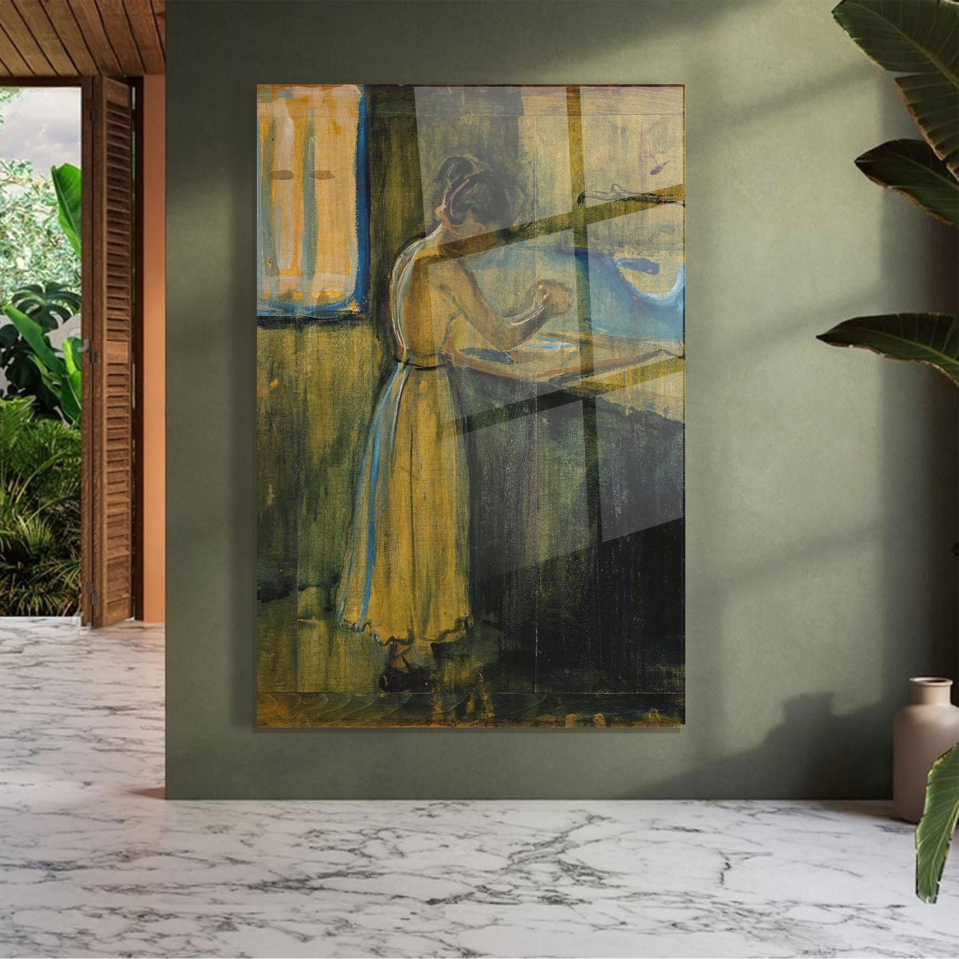 Glasbild Woman Washing Herself mockup 7