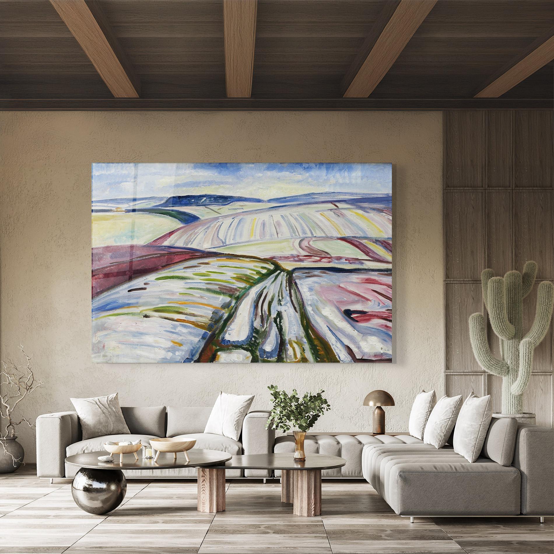 Glasbild Field In Snow mockup 8