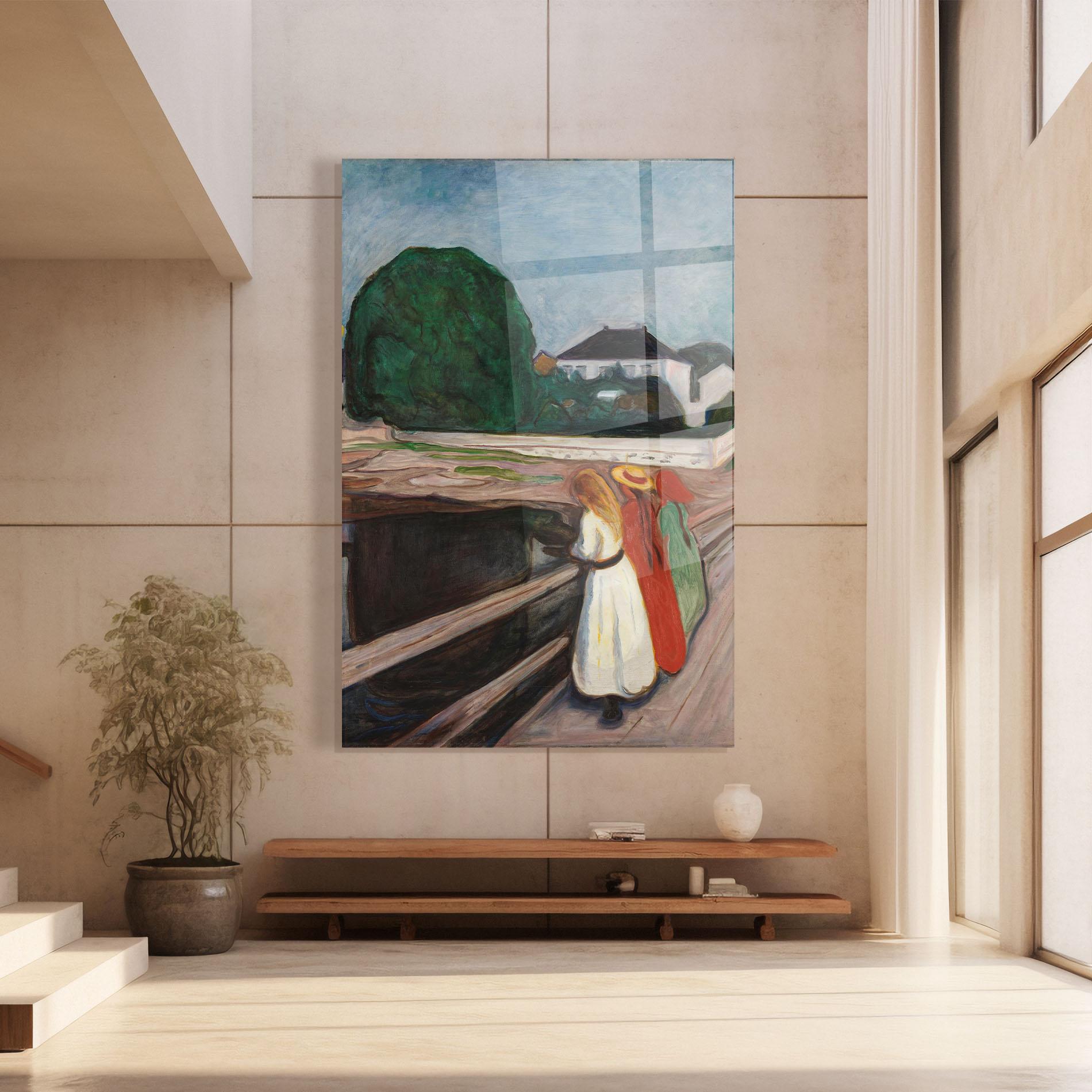 Glasbild Girls On The Pier mockup 8