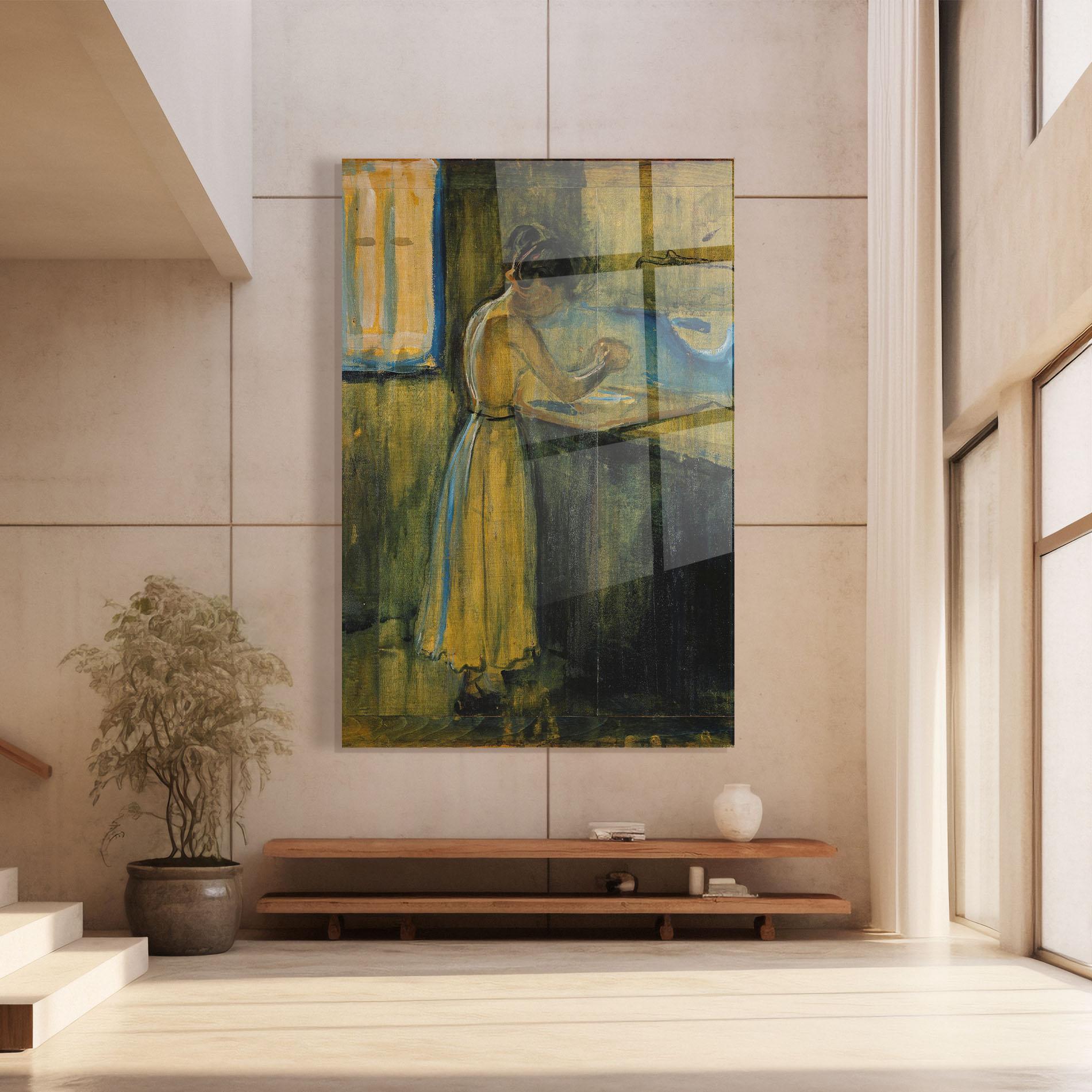 Glasbild Woman Washing Herself mockup 8