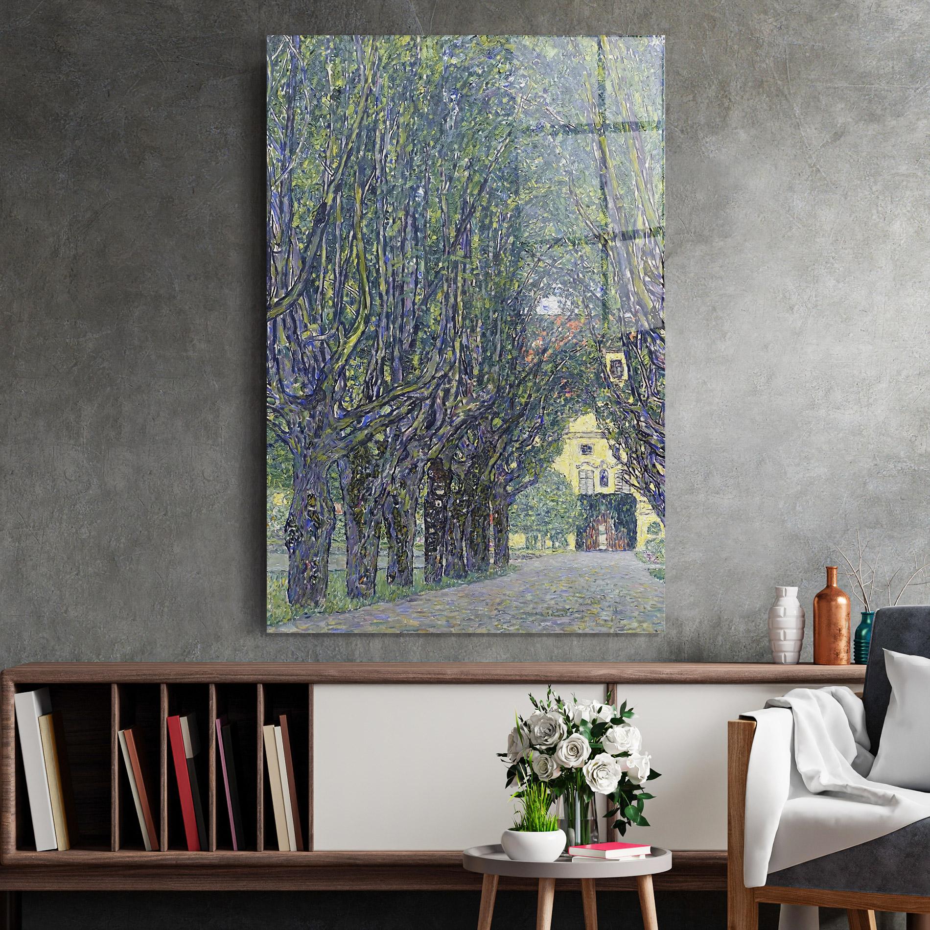 Glasbild Allee At Schloss Kammer mockup 2