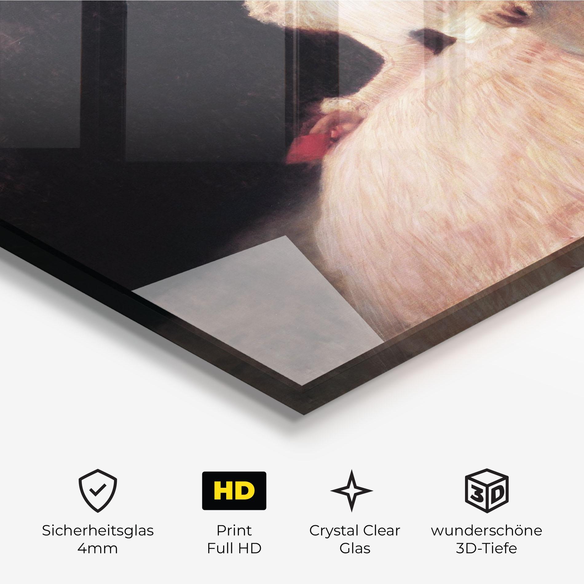 Glasbild Gustav Klimt Pink Dress mockup 3