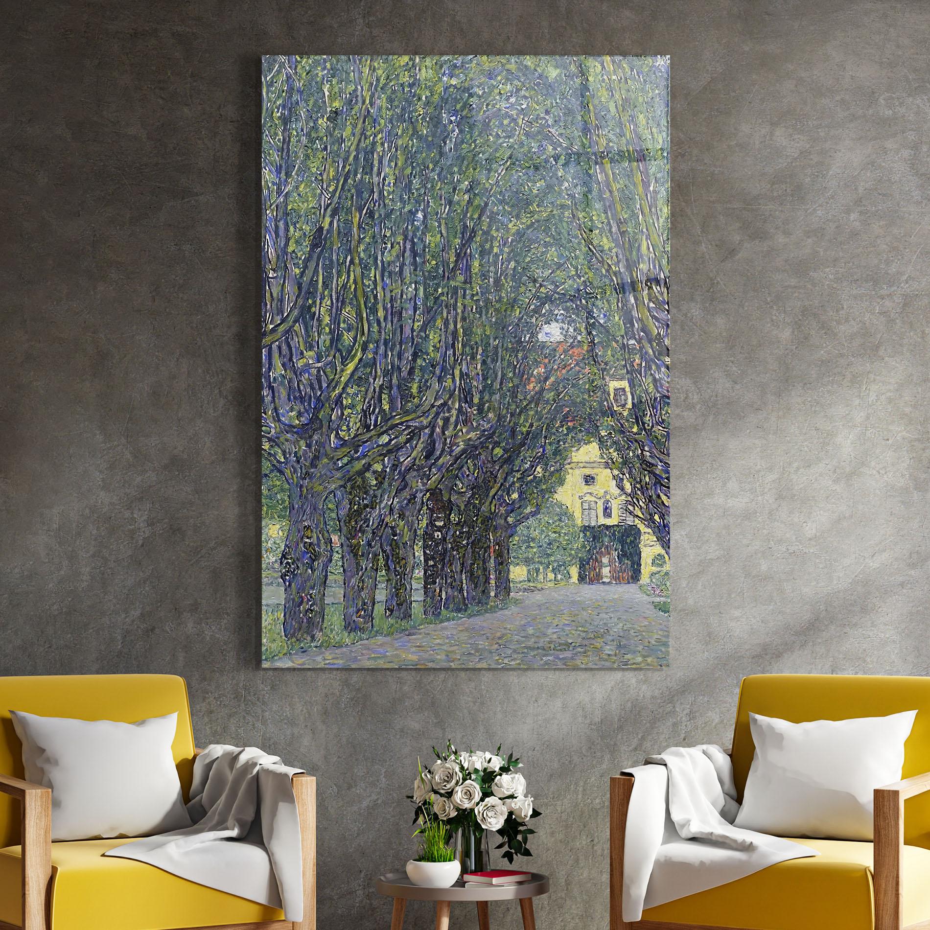 Glasbild Allee At Schloss Kammer mockup 4