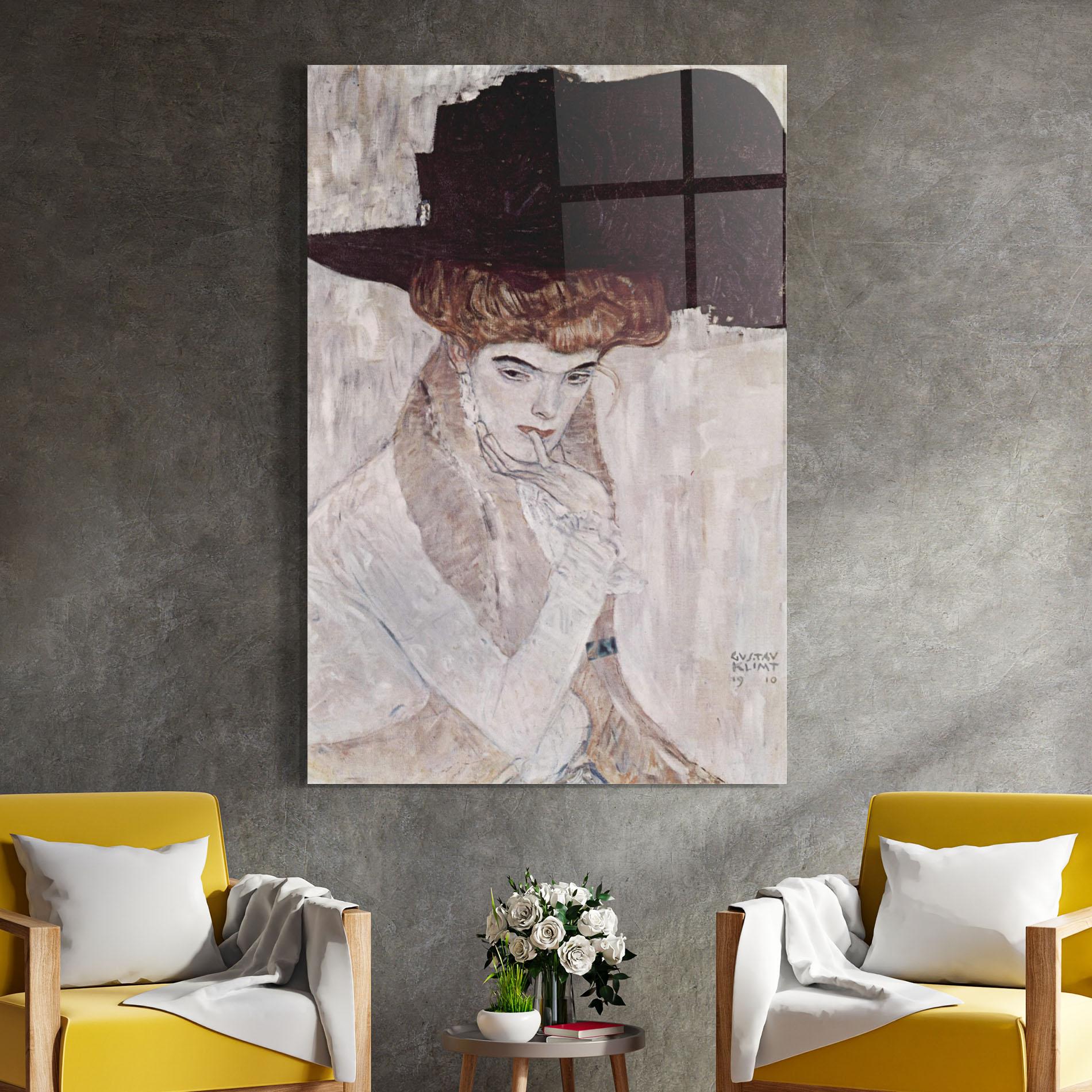 Glasbild Klimt Woman mockup 4